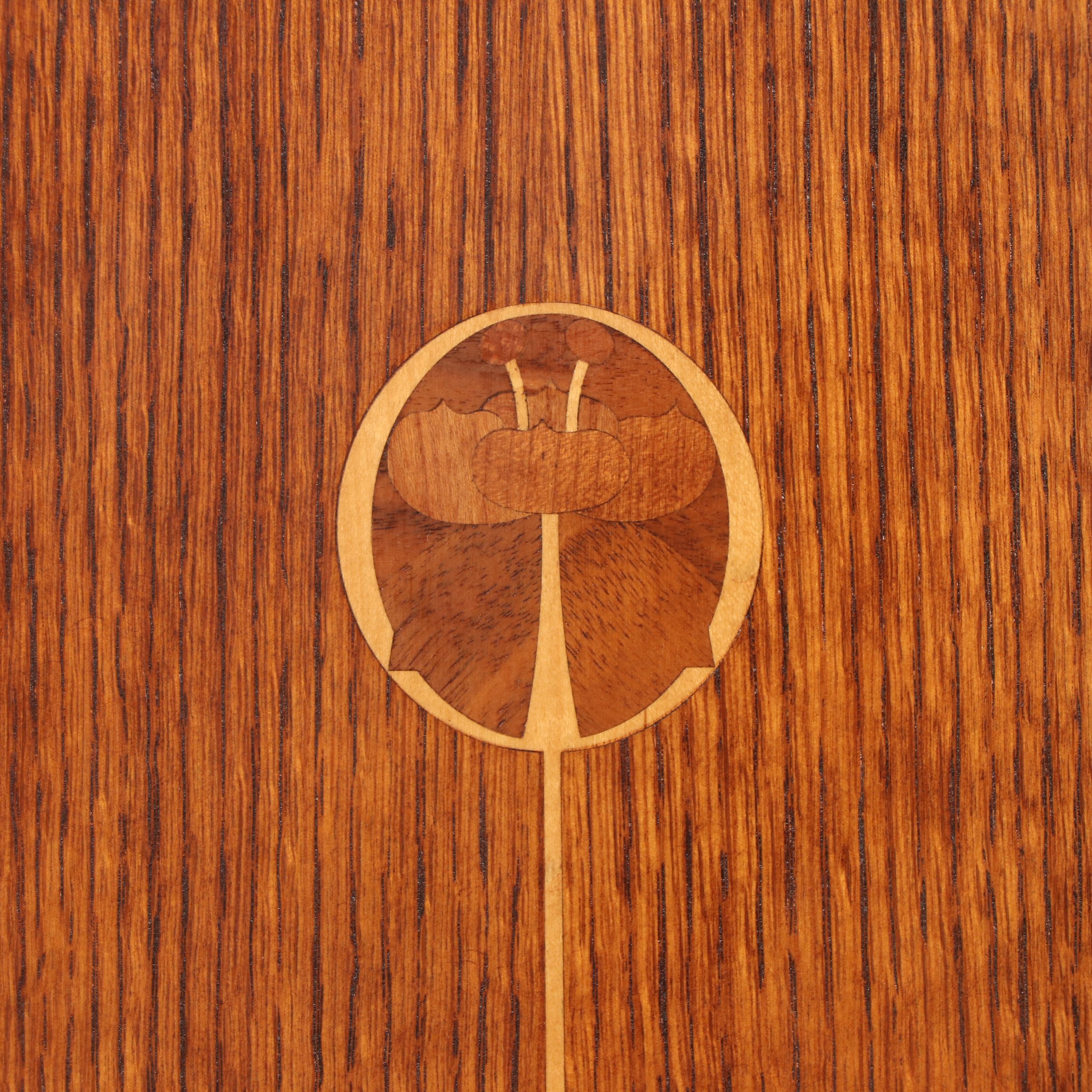 Stickley American Arts & Crafts Style Inlaid Oak Media Cabinet