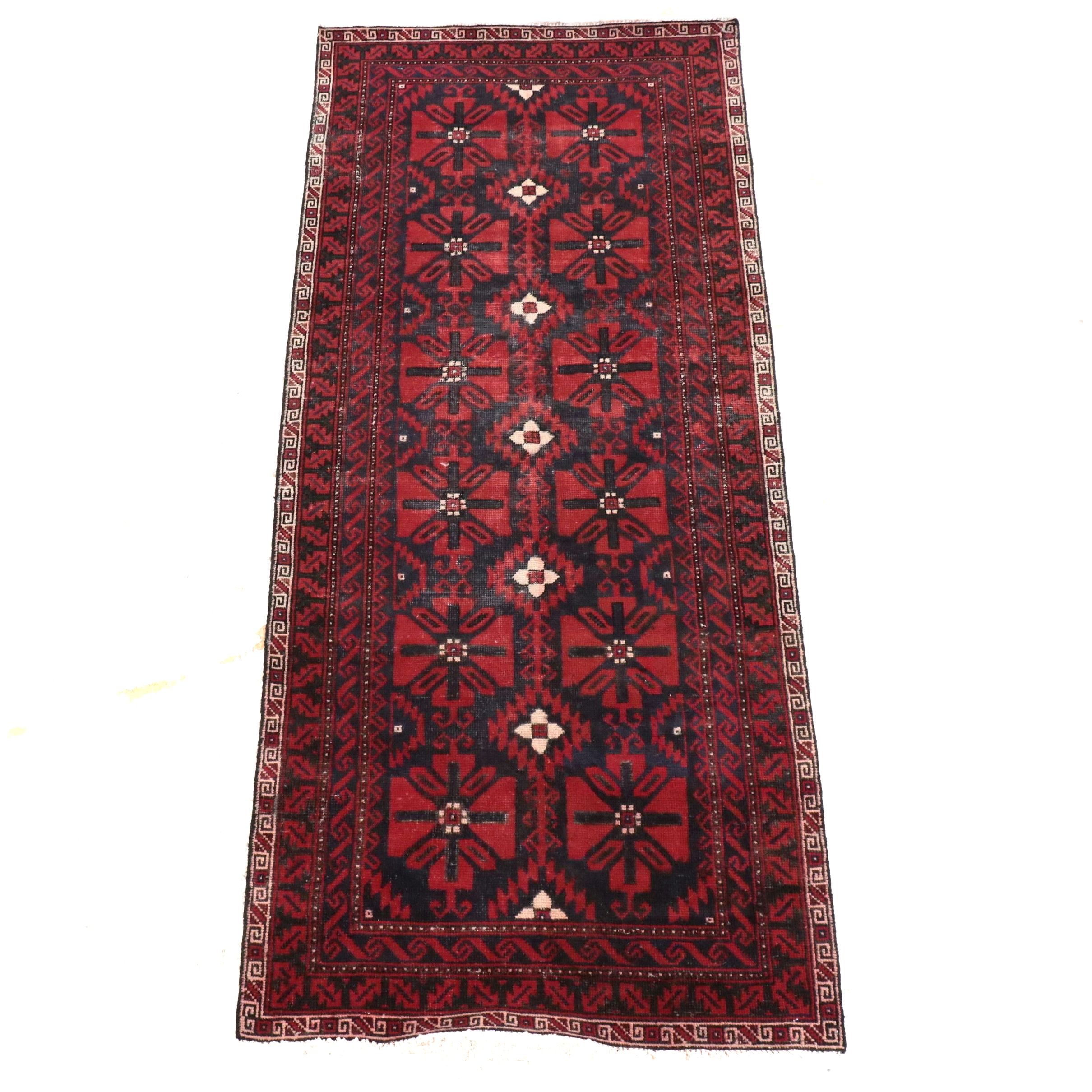 3'7 x 8'10 Hand-Knotted Afghan Baluch Long Rug