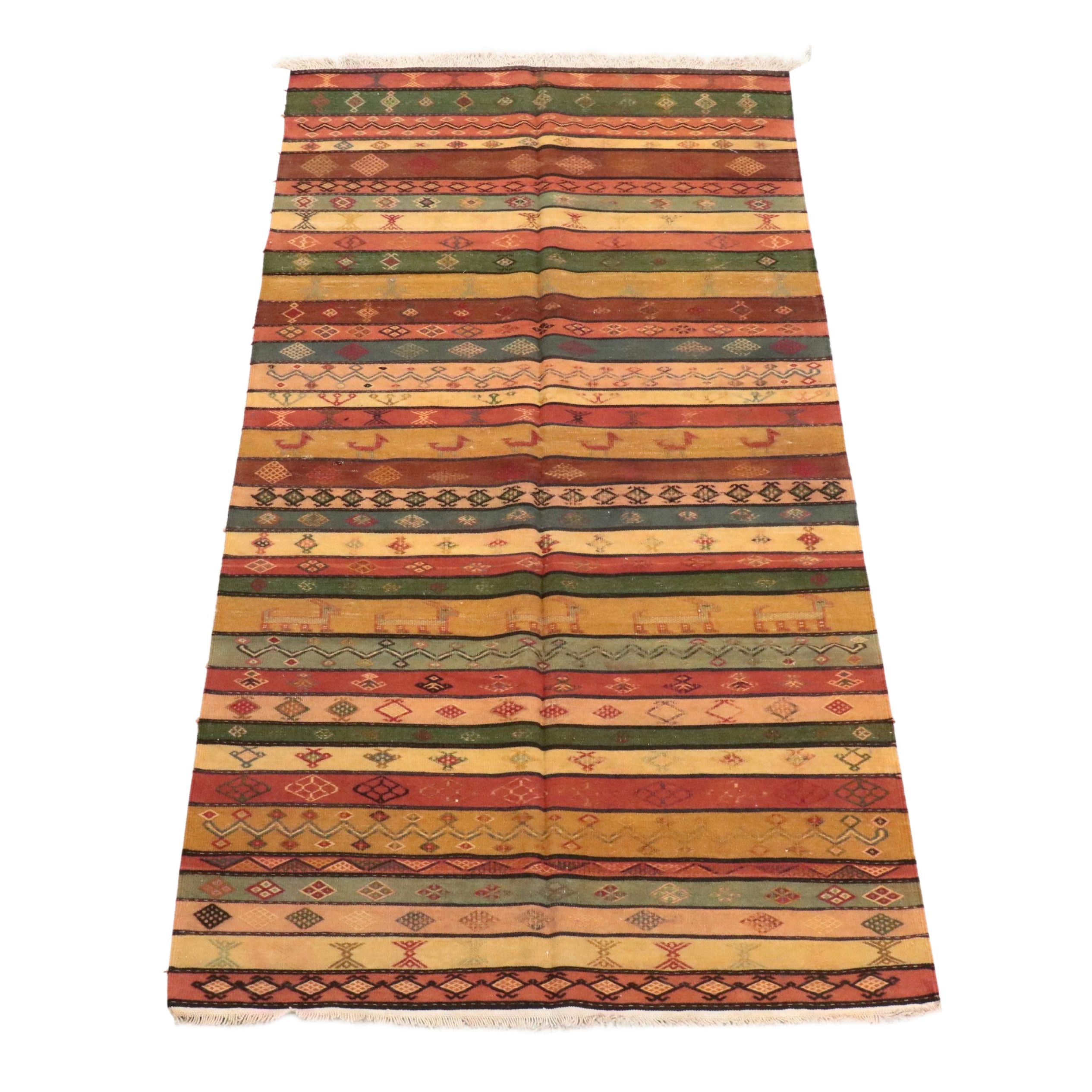4'10 x 9'10 Handwoven Turkish Mut Cicim Area Rug