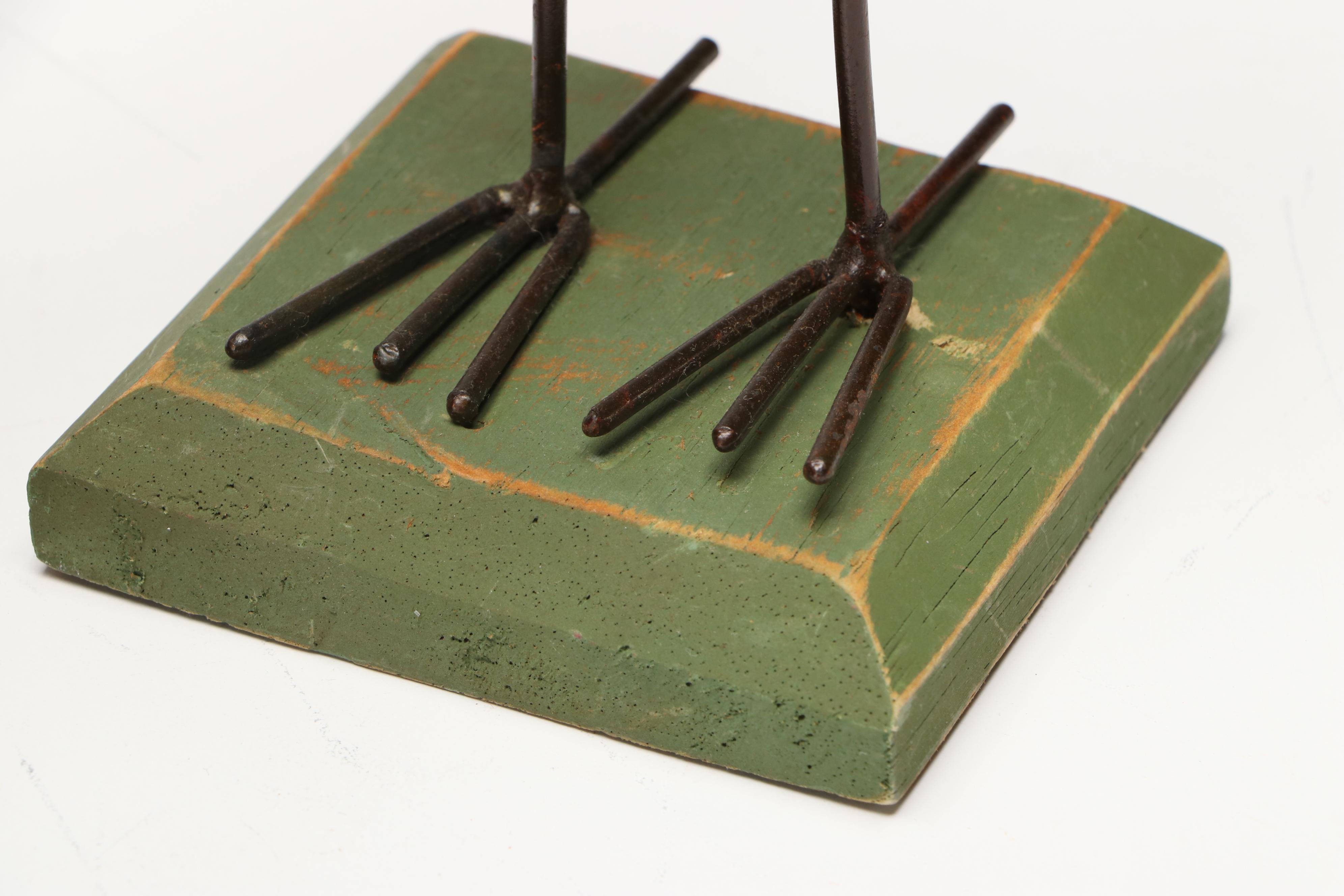 American Folk Art Style Rooster Figurines and Centerpiece Bowl