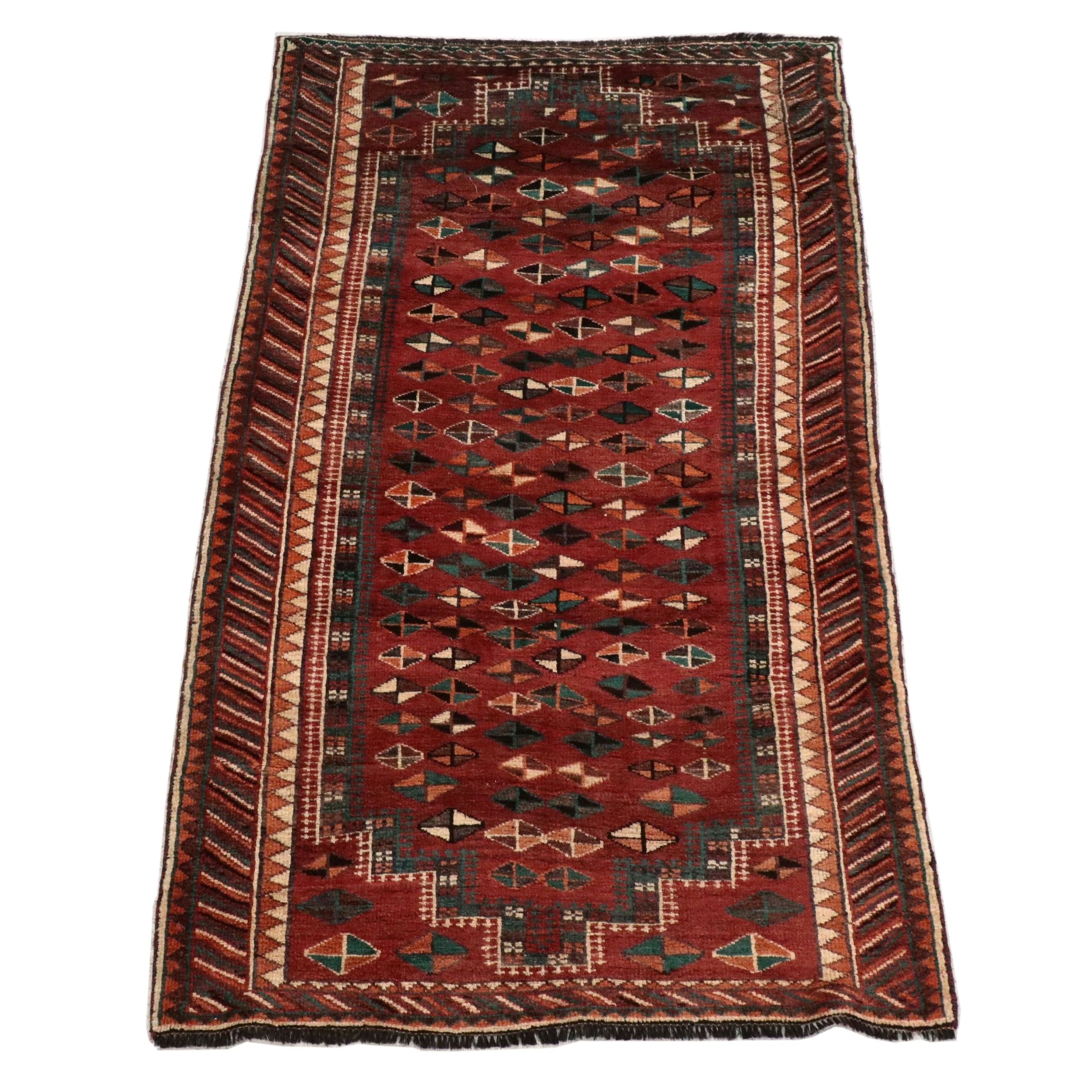 4'5 x 8'2 Hand-Knotted Persian Kurdish Area Rug