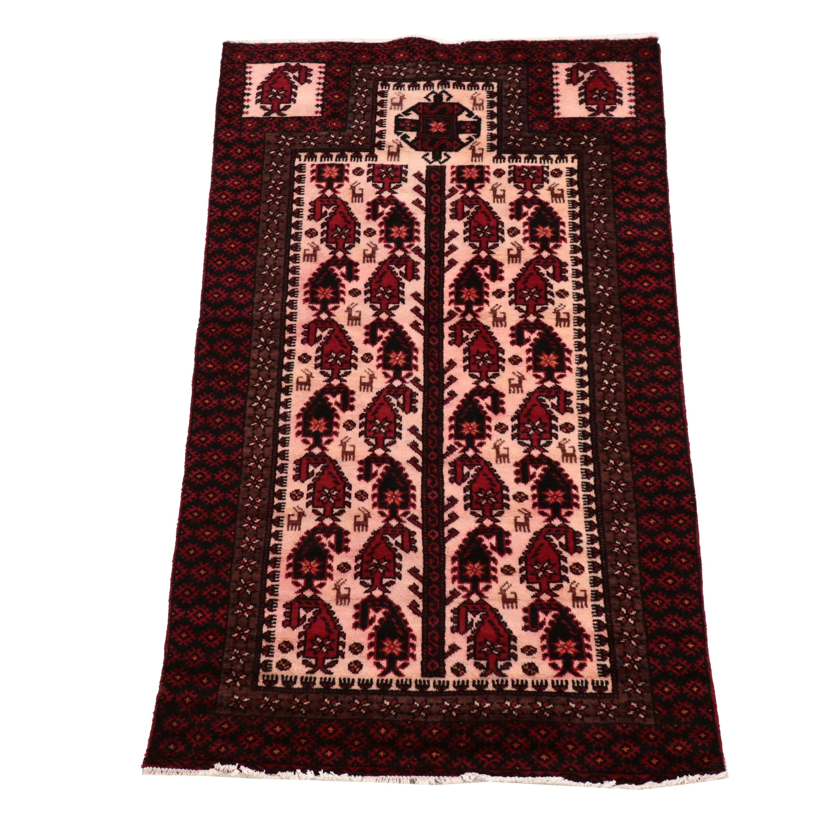 3'8 x 6'8 Hand-Knotted Afghan Baluch Prayer Rug