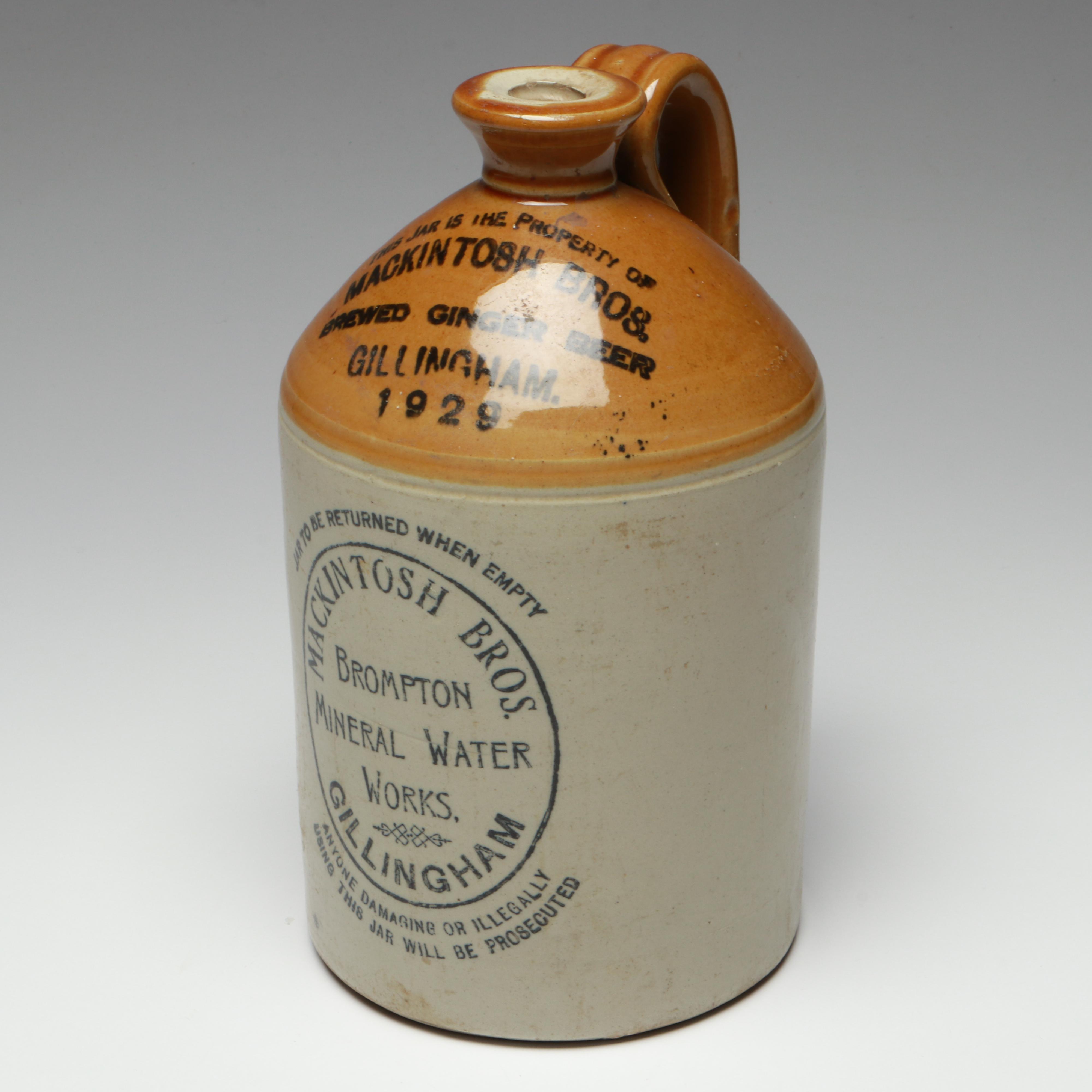 English Drip Glazed Stoneware Water Flagon, Early 20th Century