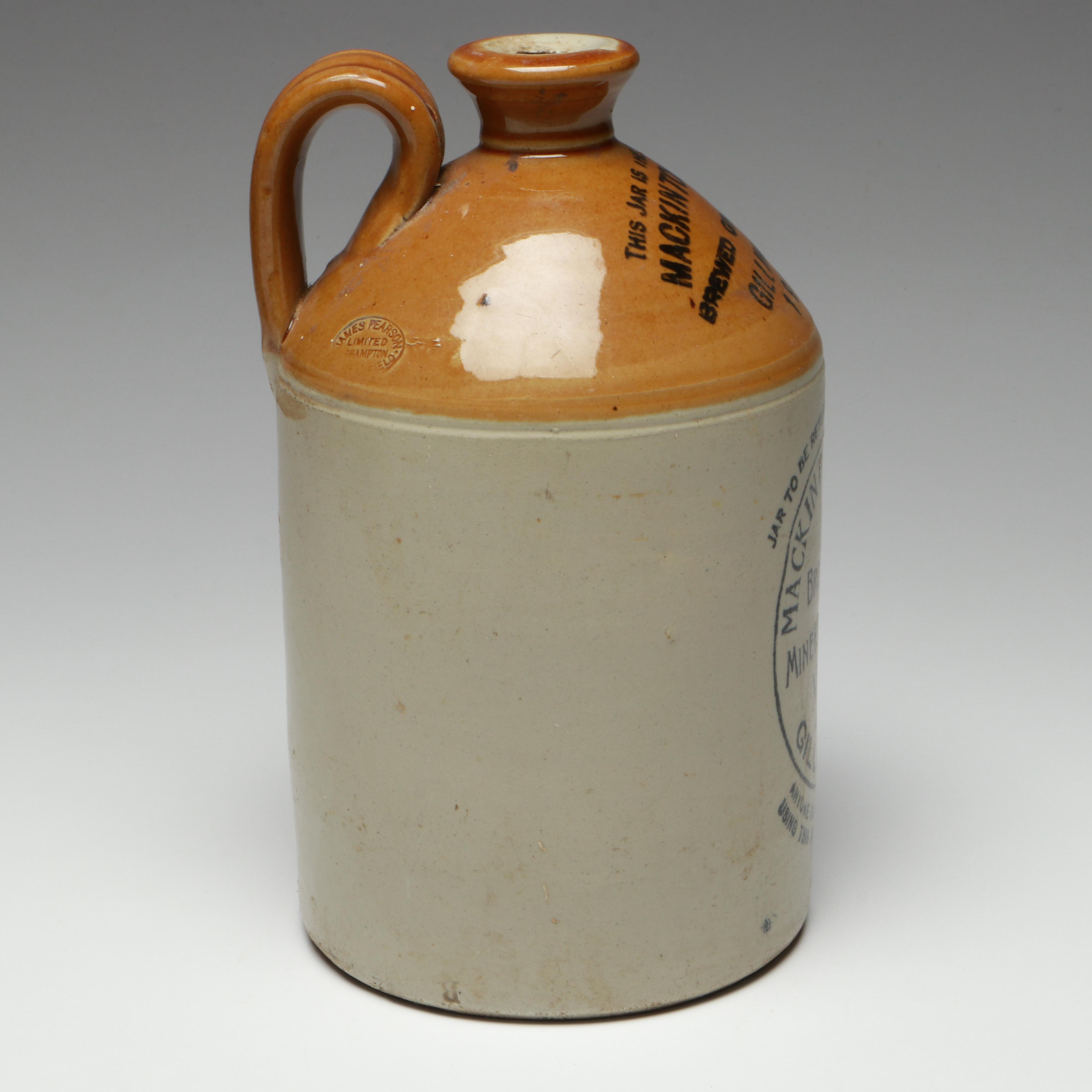 English Drip Glazed Stoneware Water Flagon, Early 20th Century