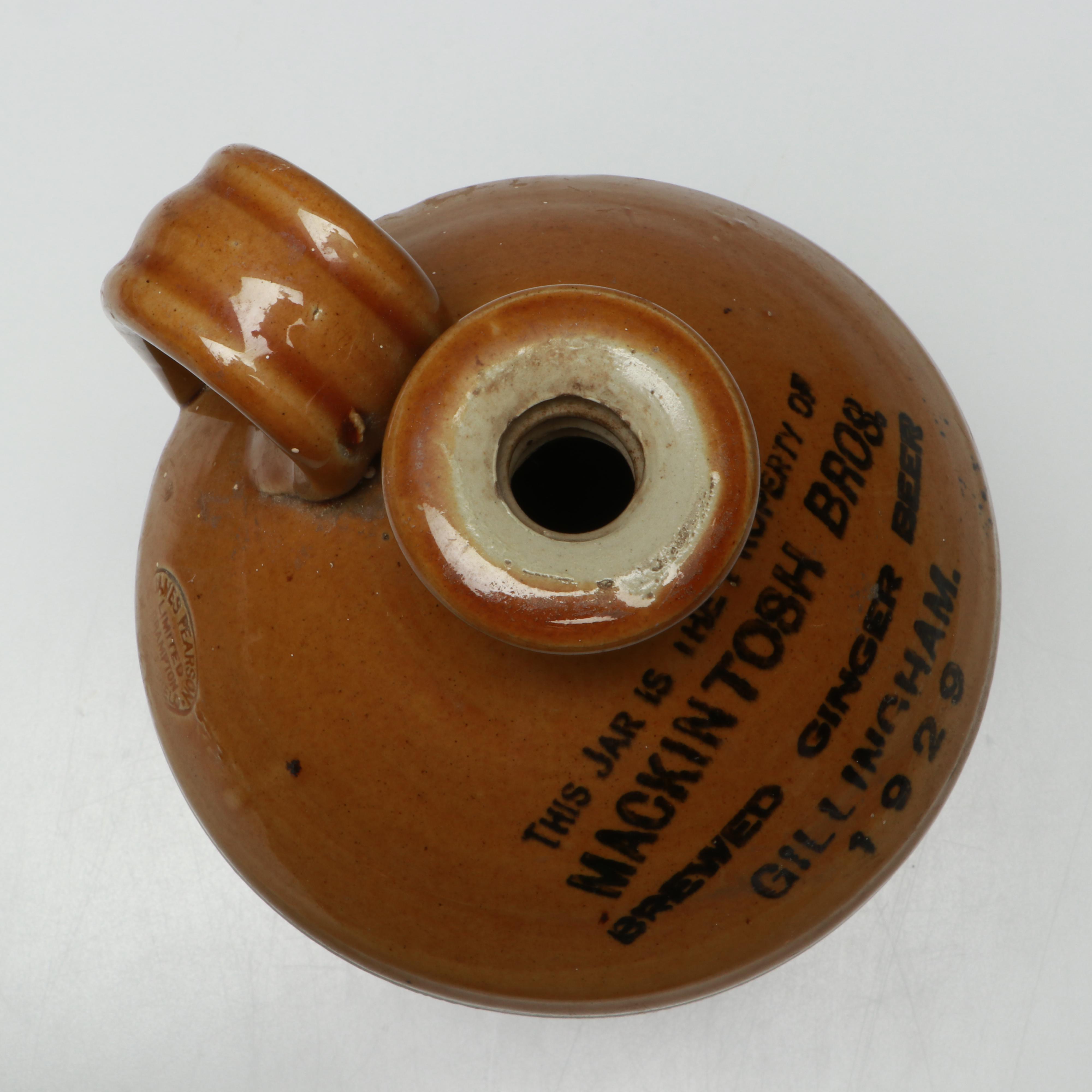 English Drip Glazed Stoneware Water Flagon, Early 20th Century