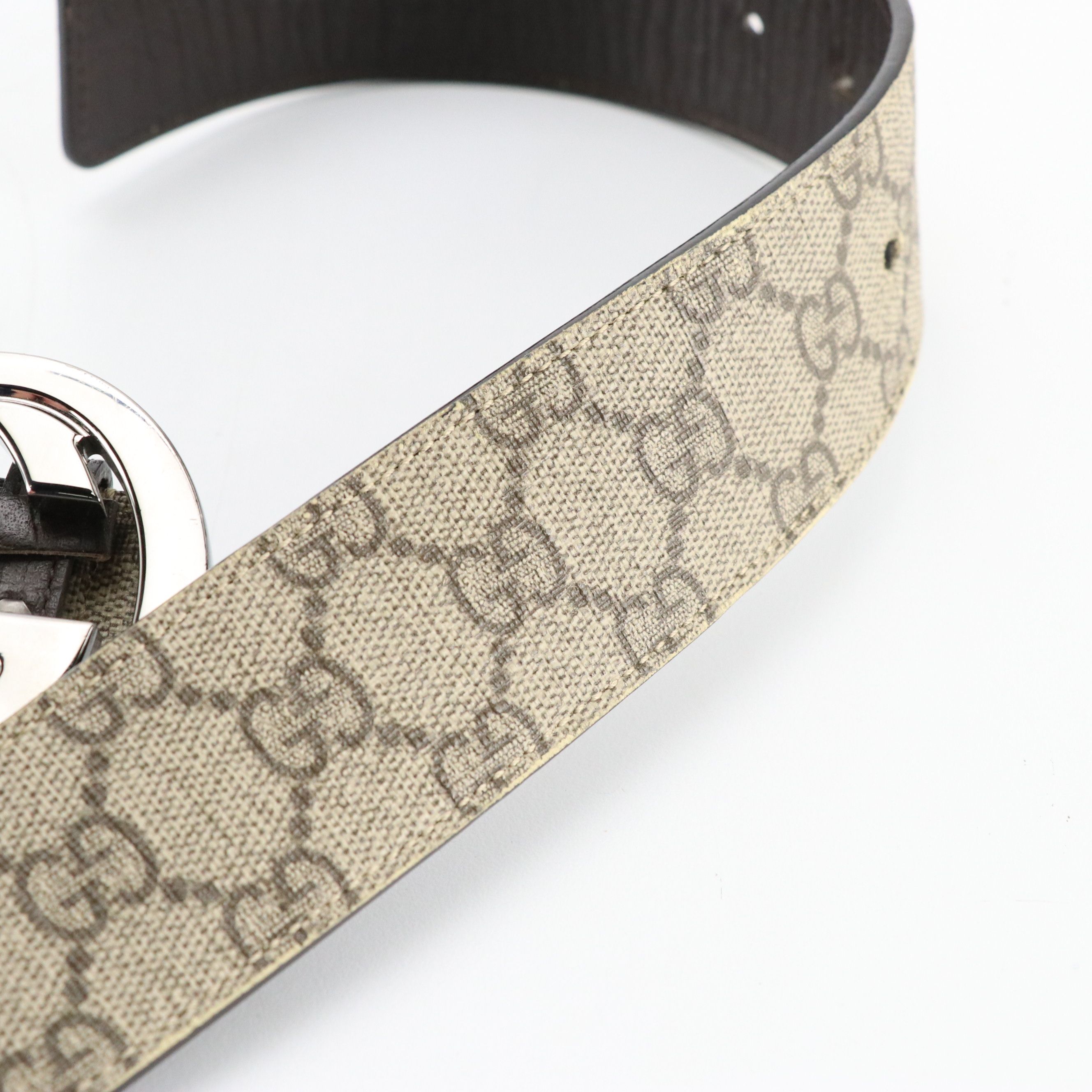 Gucci Interlocking GG Belt in GG Supreme Canvas and Leather