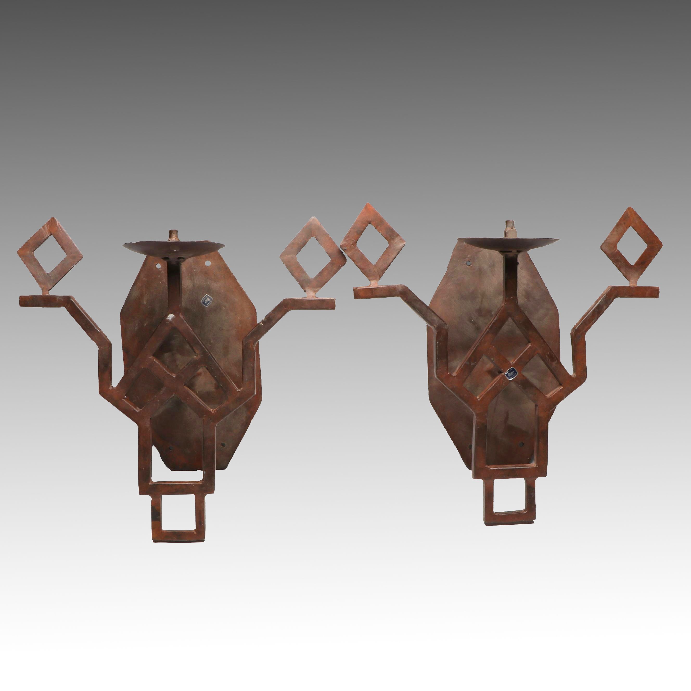 Southwest Style Patinated Metal Sconces