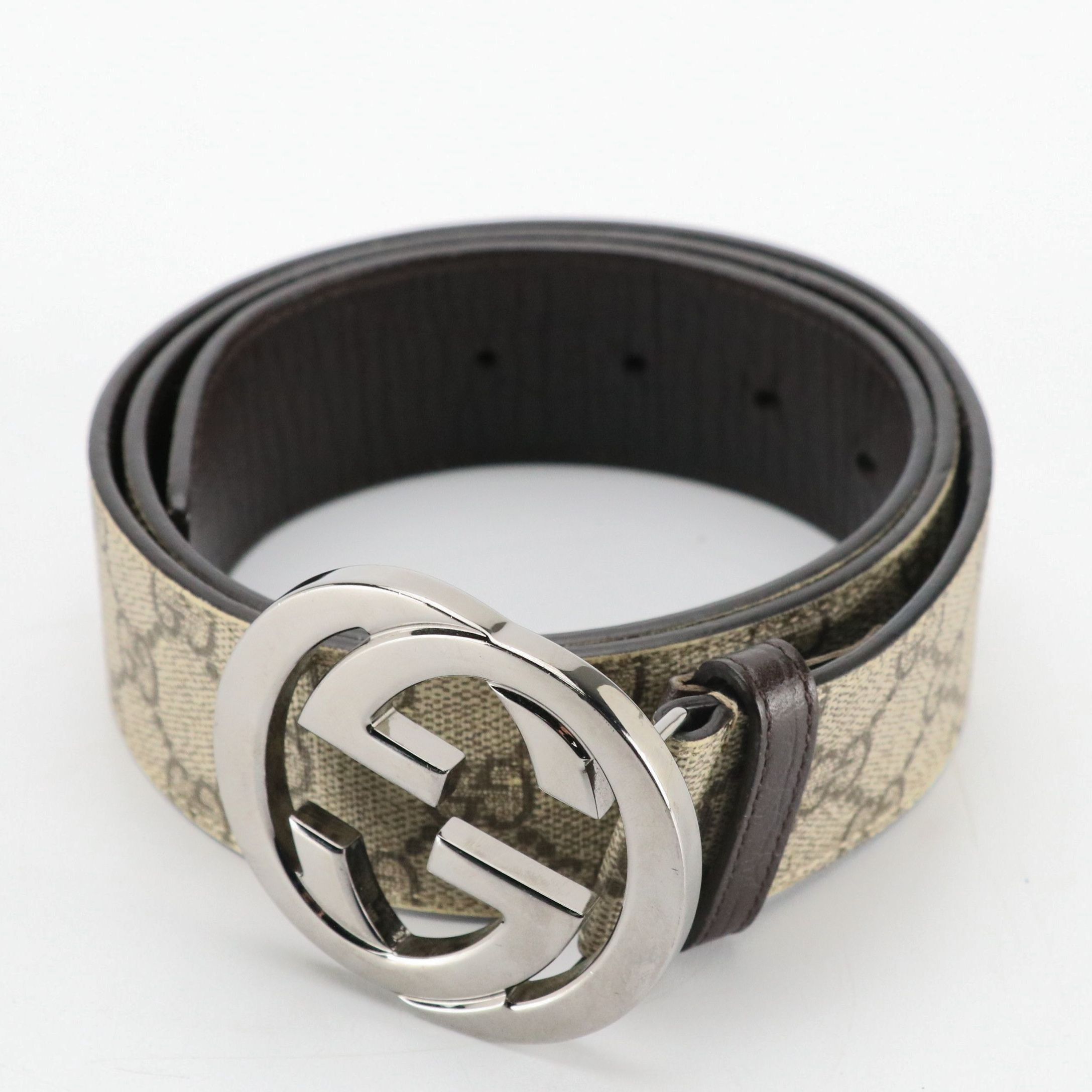 Gucci Interlocking GG Belt in GG Supreme Canvas and Leather