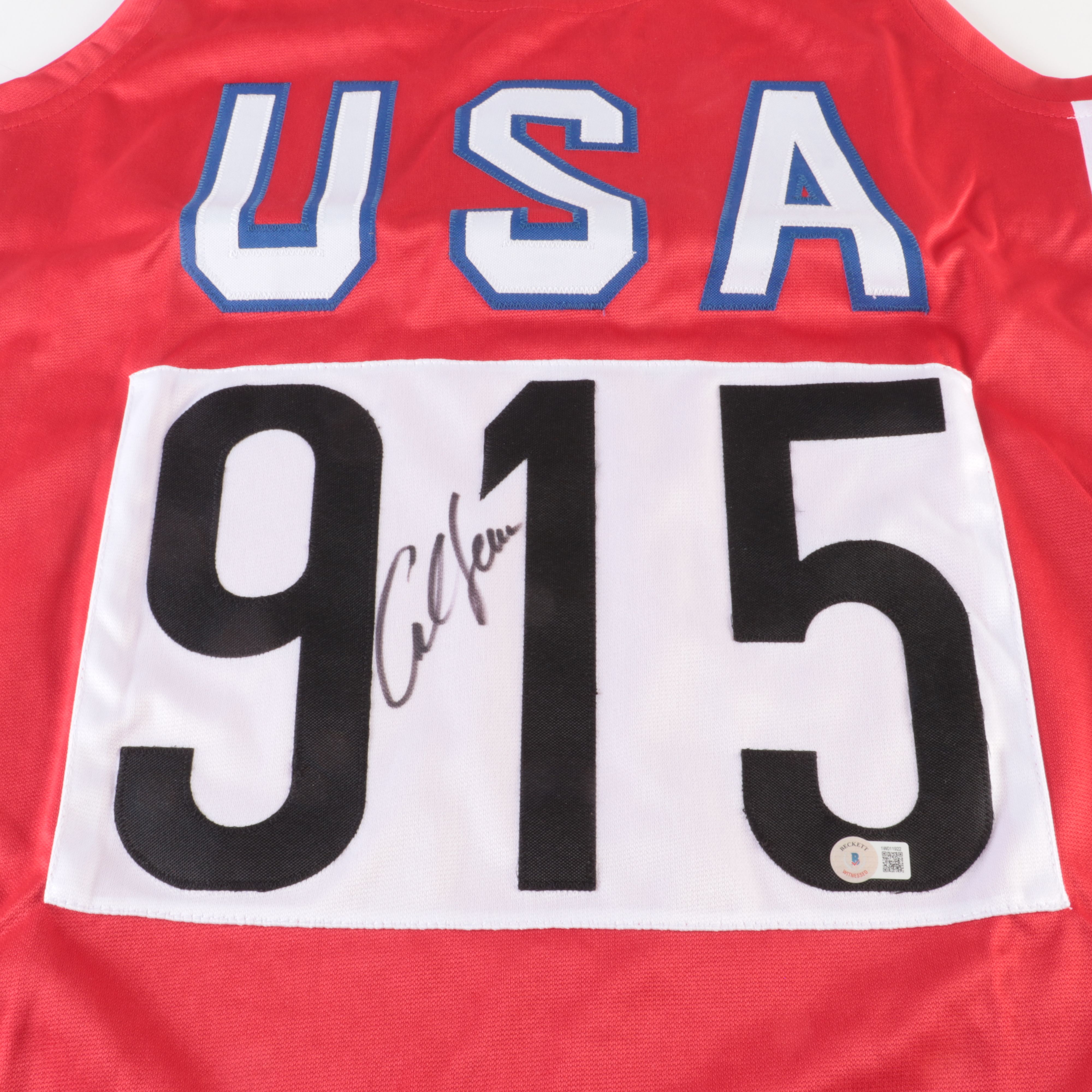Carl Lewis Signed Olympic Team USA Track and Field Jersey, Beckett
