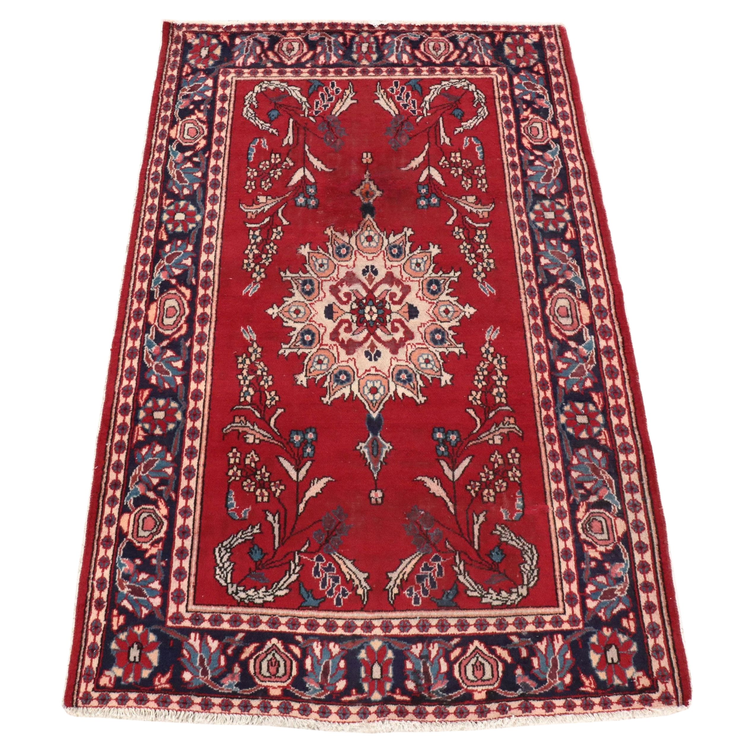 4' x 6'5 Hand-Knotted Persian Hamadan Area Rug