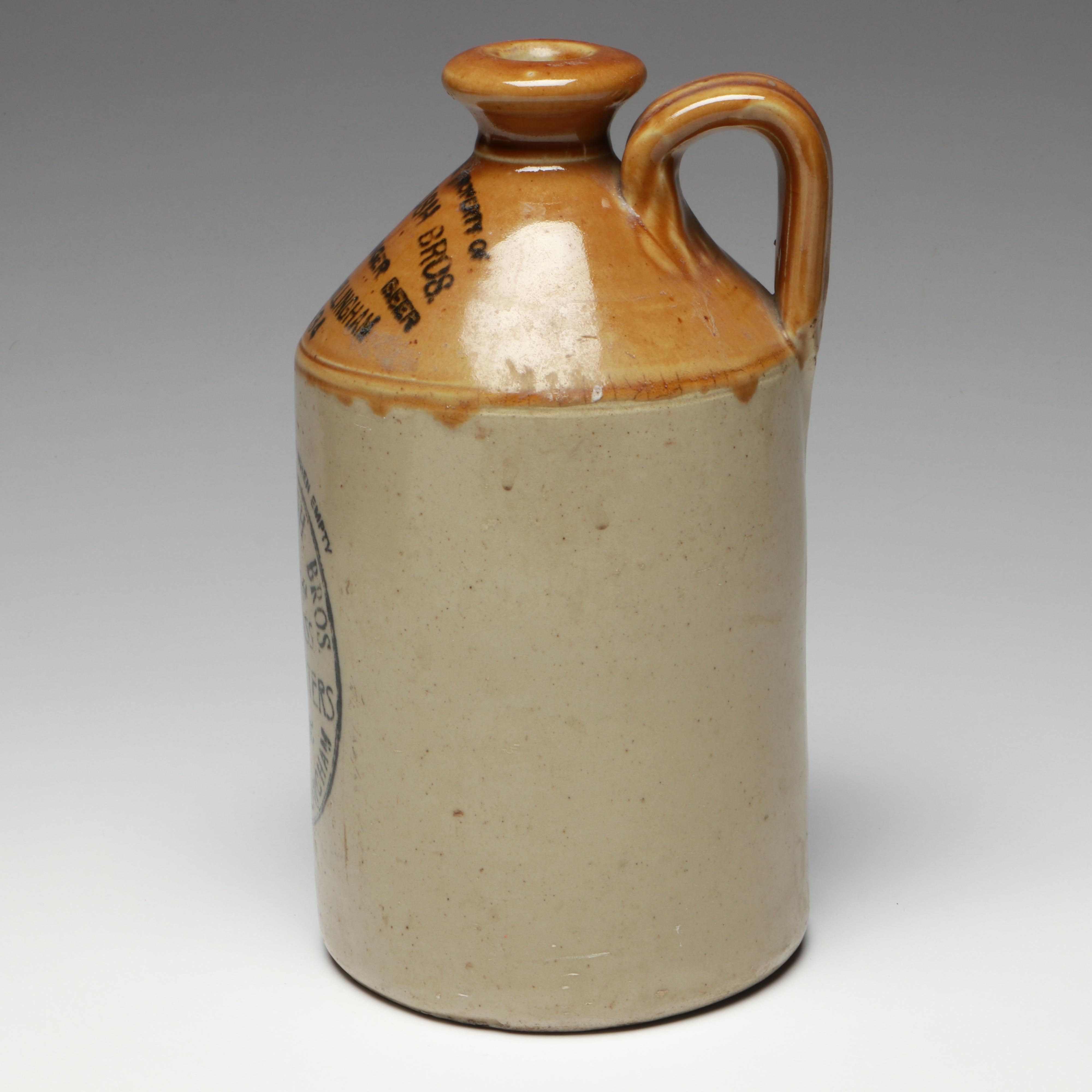 English Drip Glazed Stoneware Water Flagon, Early 20th Century