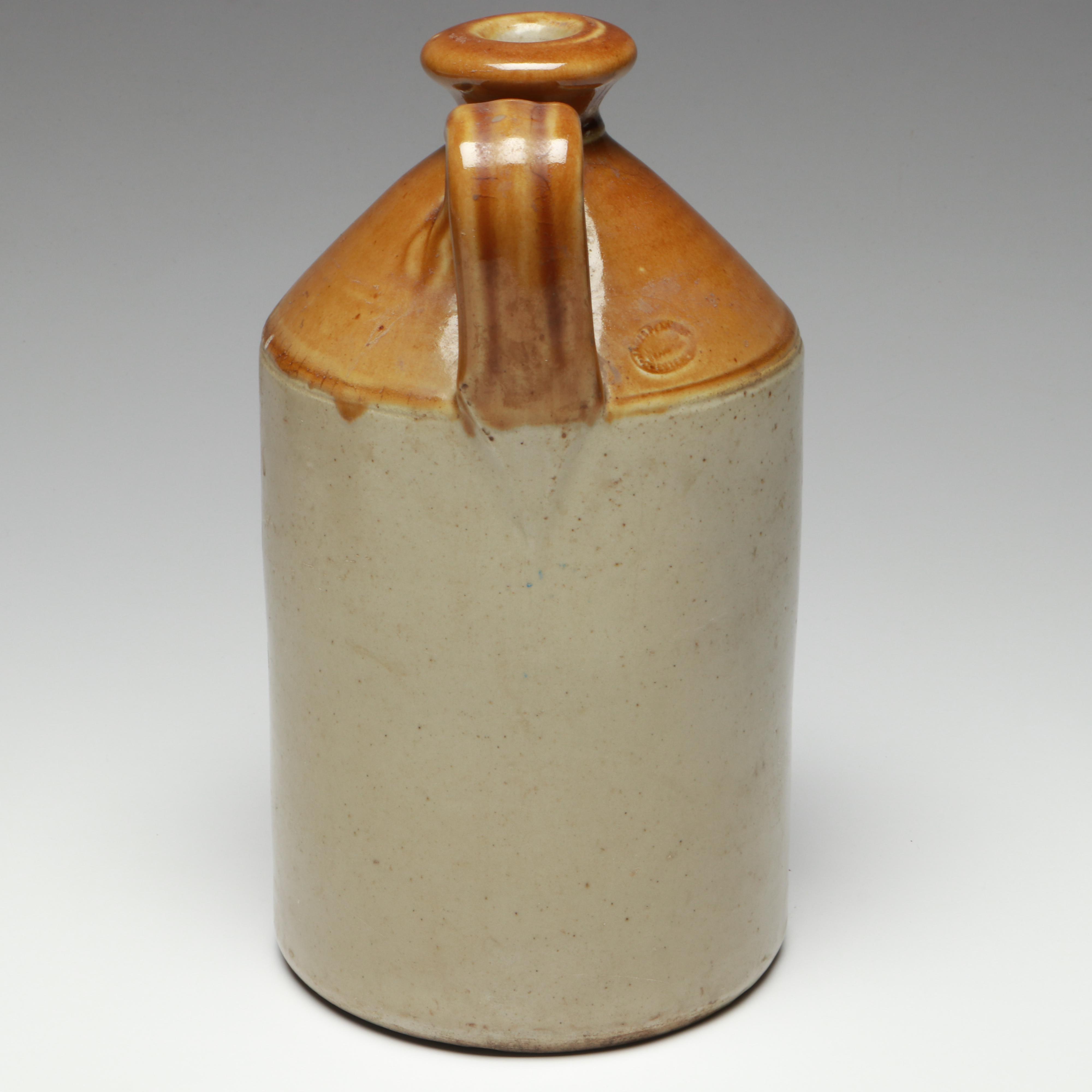 English Drip Glazed Stoneware Water Flagon, Early 20th Century