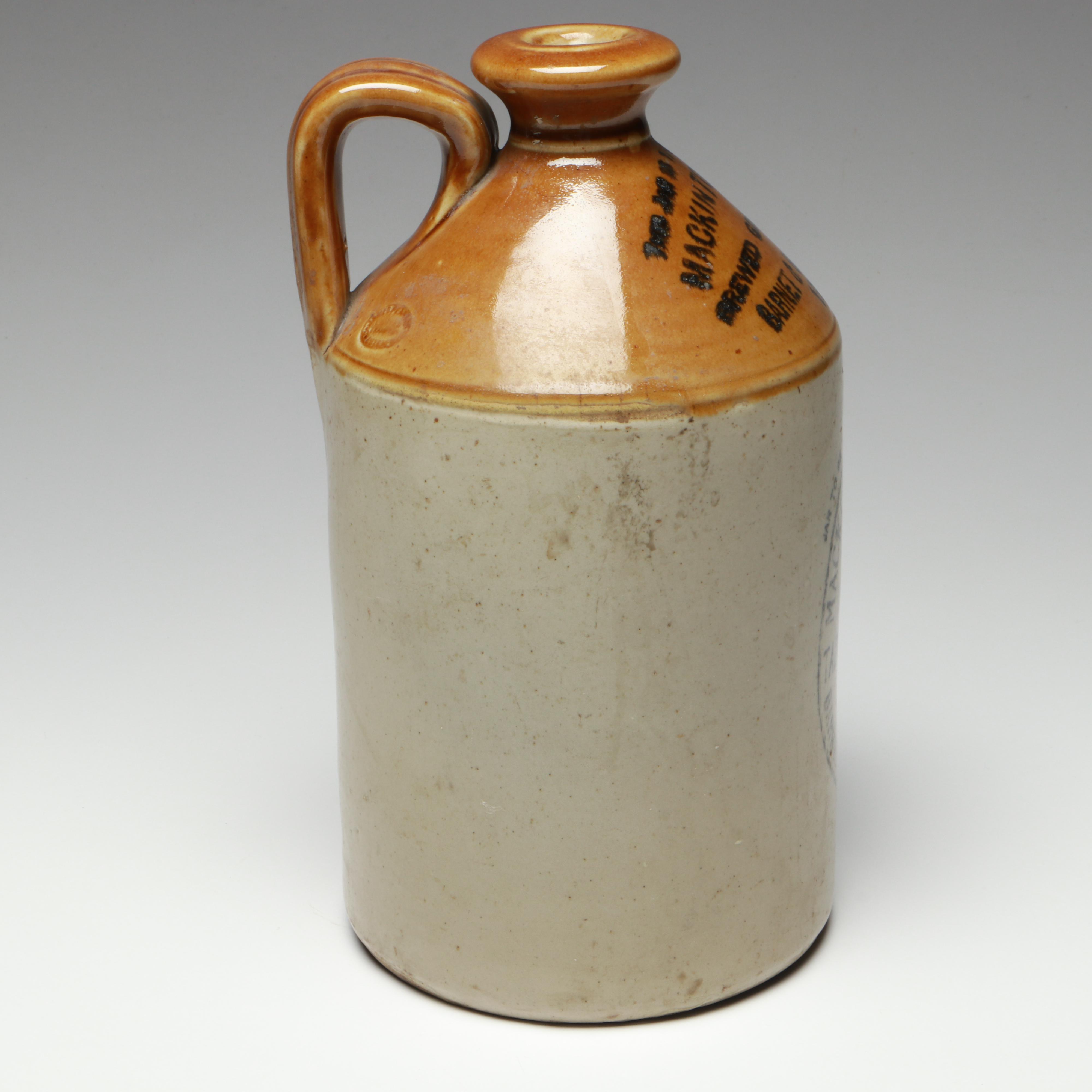 English Drip Glazed Stoneware Water Flagon, Early 20th Century