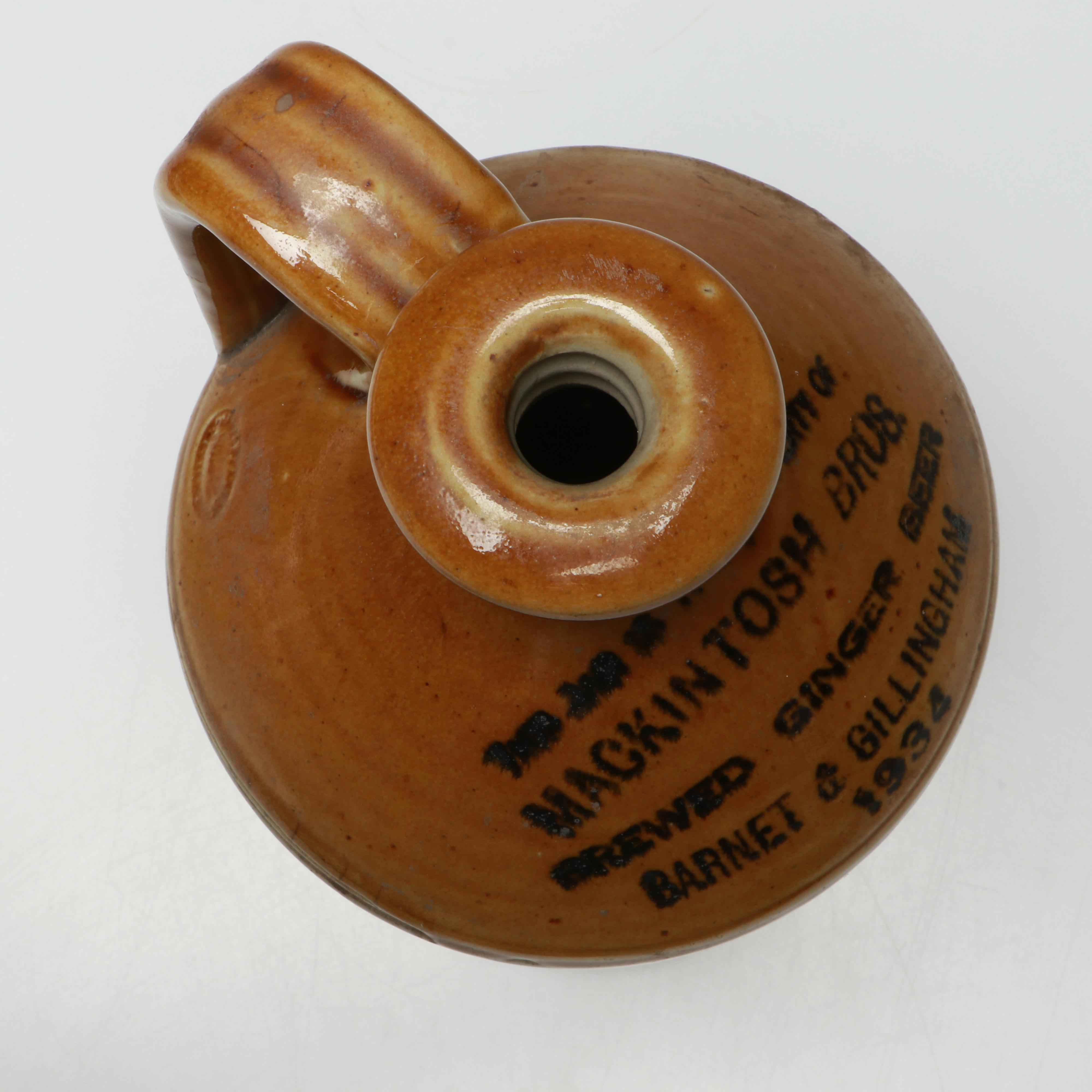 English Drip Glazed Stoneware Water Flagon, Early 20th Century