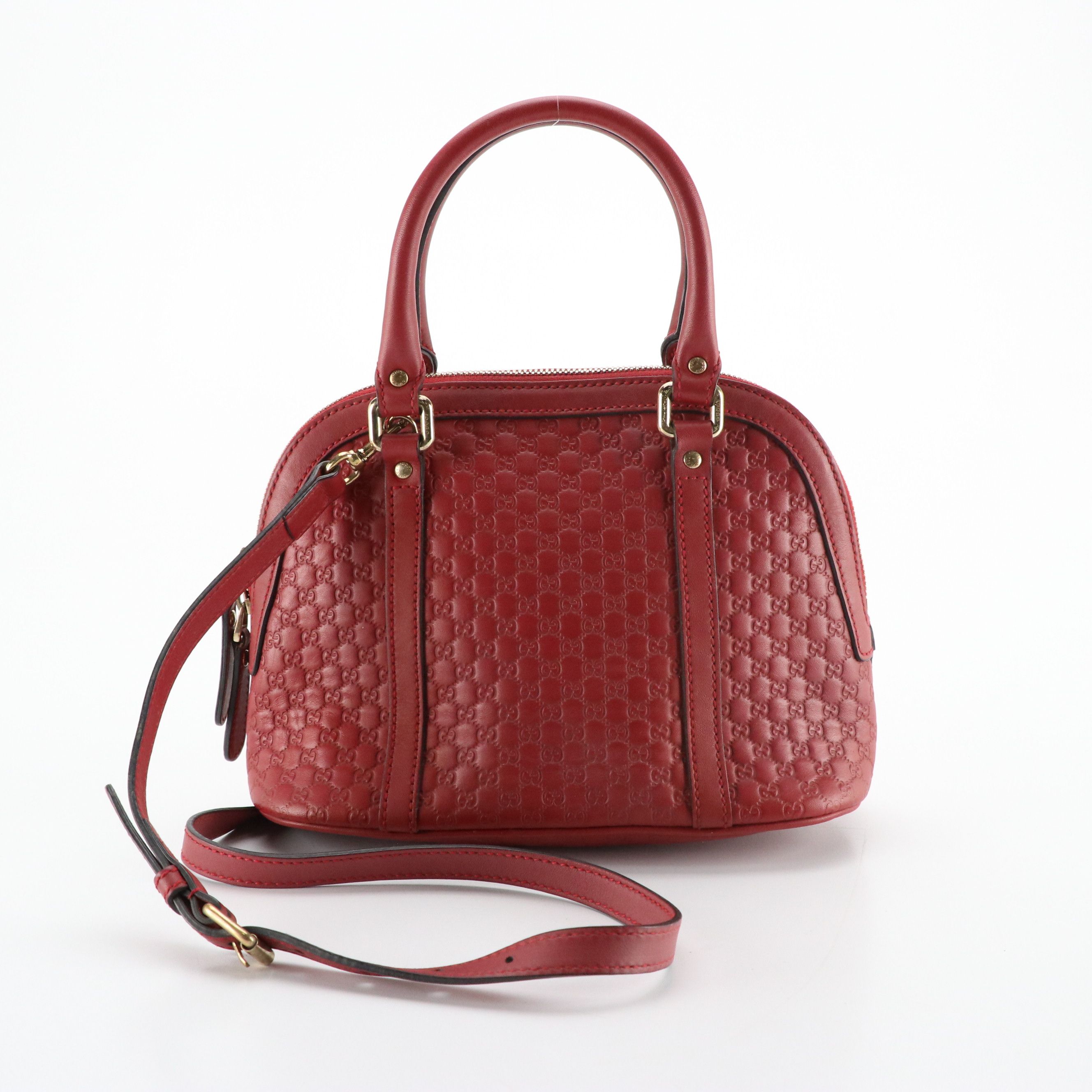 Gucci Mini Domed Two-Way Satchel in Red Microguccissima Calfskin Leather