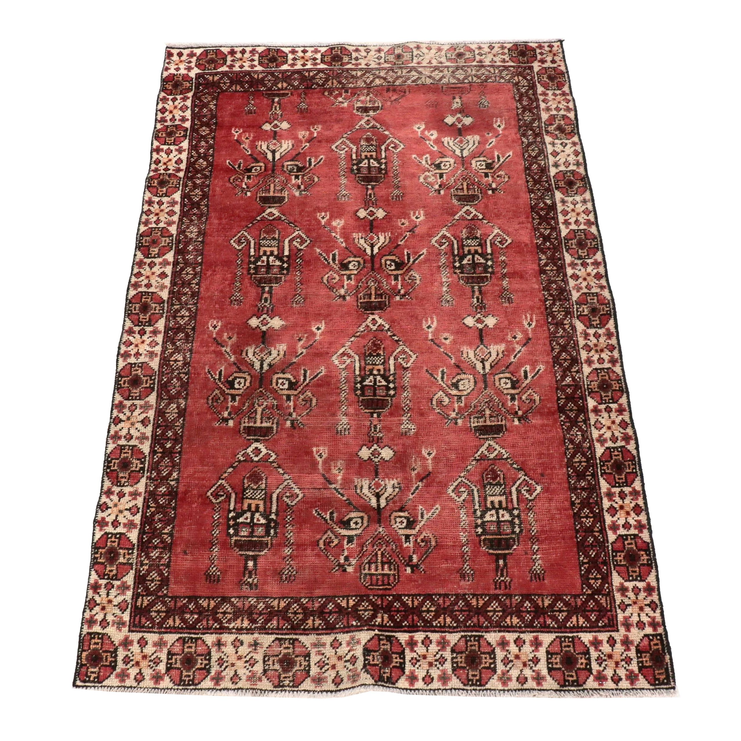 3'9 x 5'11 Hand-Knotted Persian Hamadan Area Rug