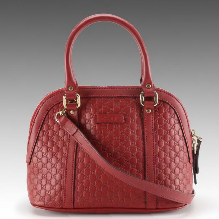 Gucci Mini Domed Two-Way Satchel in Red Microguccissima Calfskin Leather