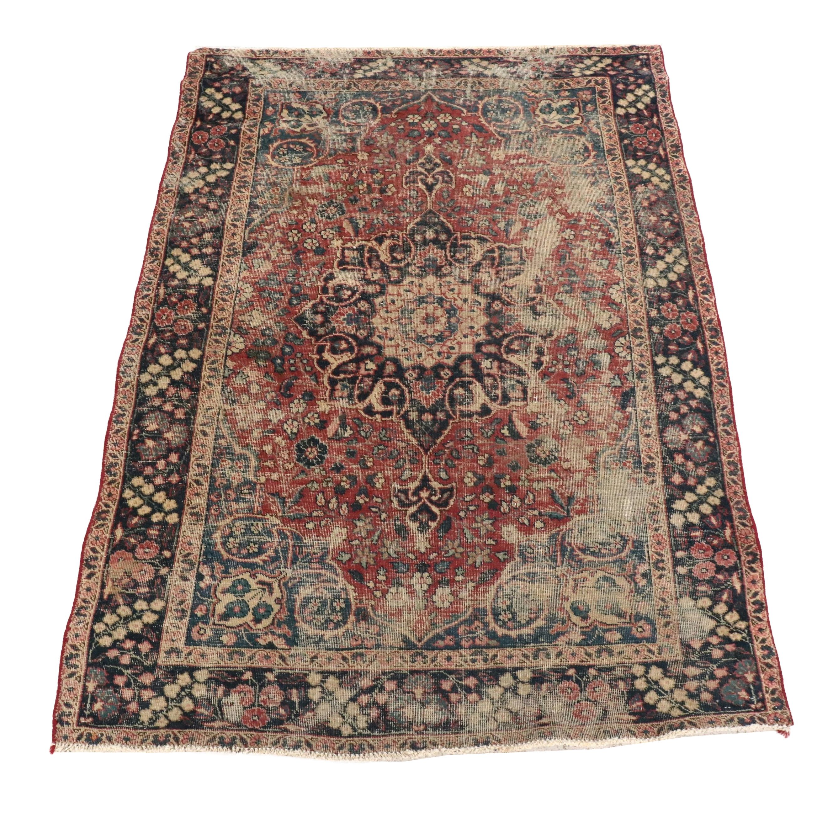 4'4 x 6'2 Hand-Knotted Persian Mashhad Area Rug
