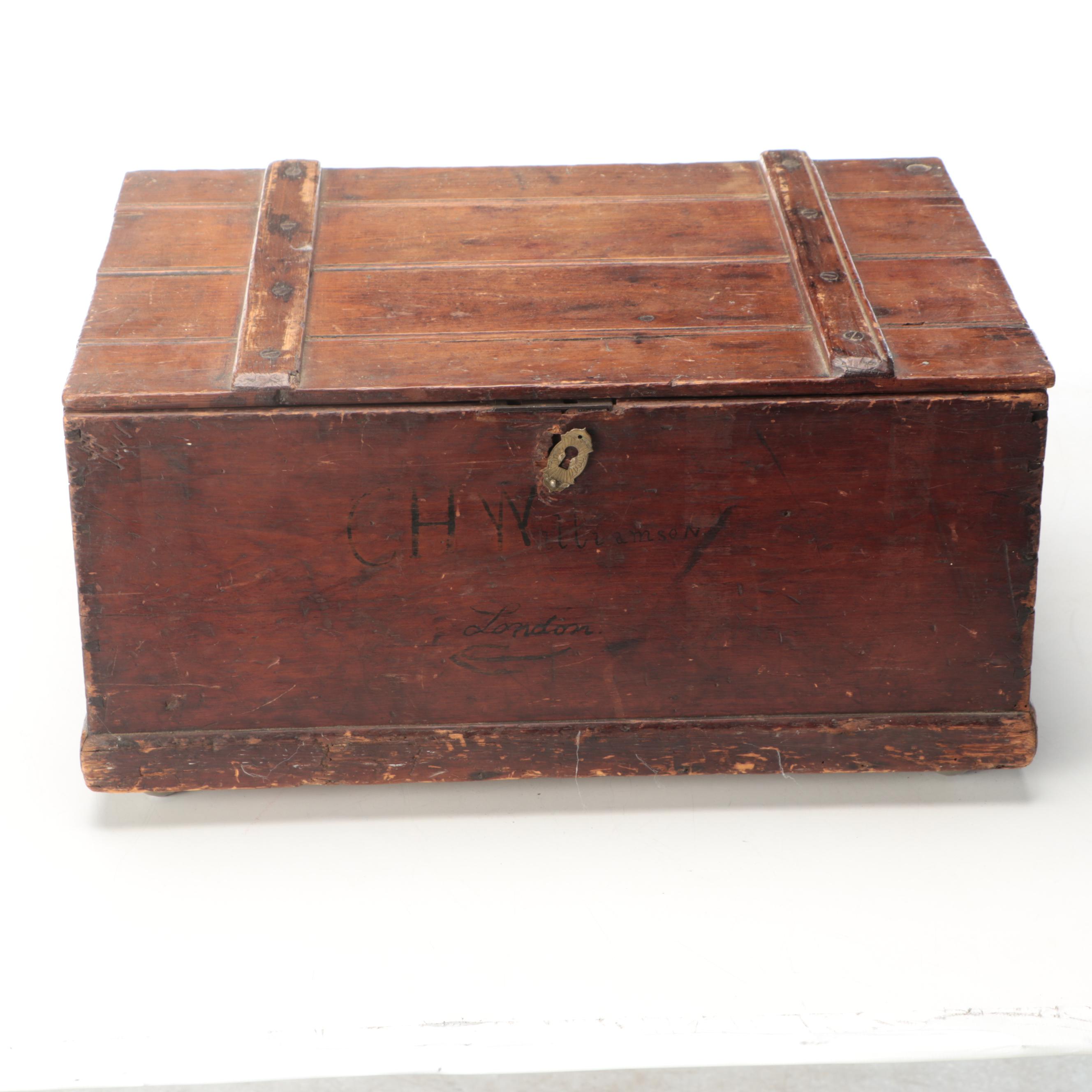 Primitive Style English Wooden Trunk