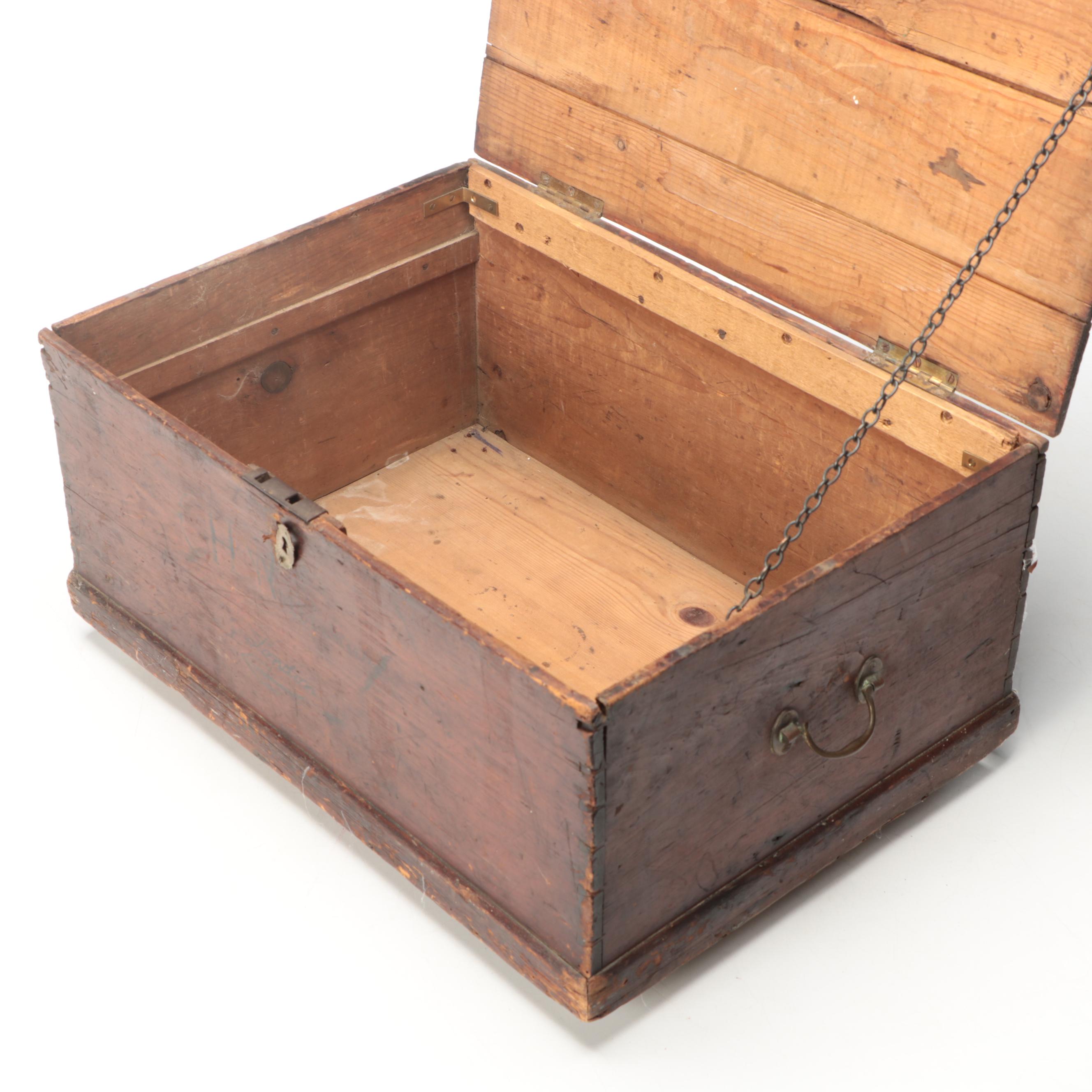 Primitive Style English Wooden Trunk