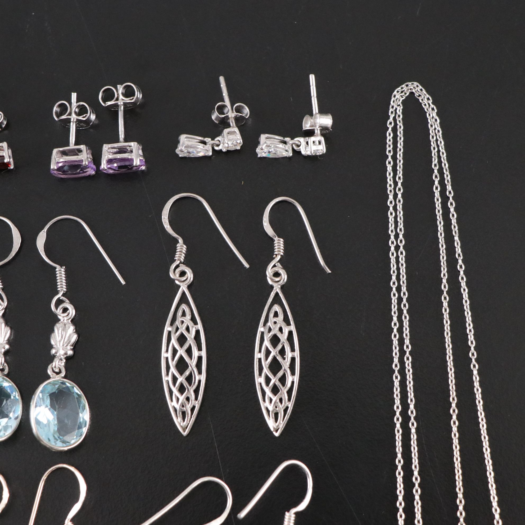 14 Assorted Sterling Earrings and Necklaces