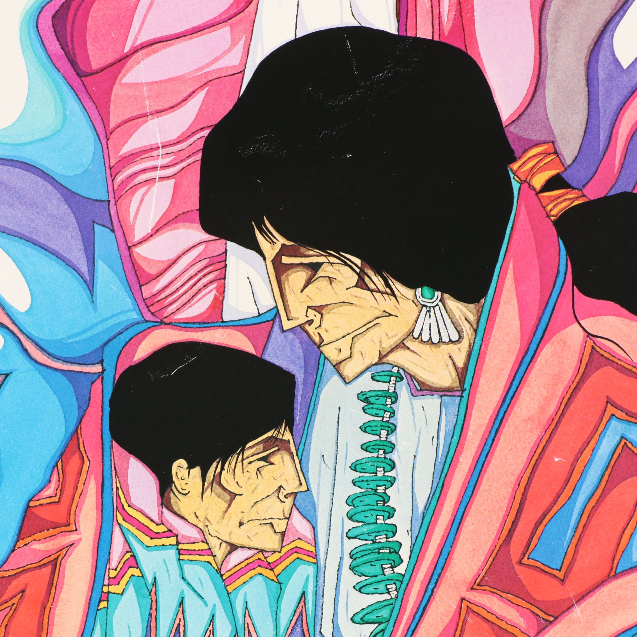 Amado Peña Jr. Offset Lithograph "Familia de Hoy," 1991