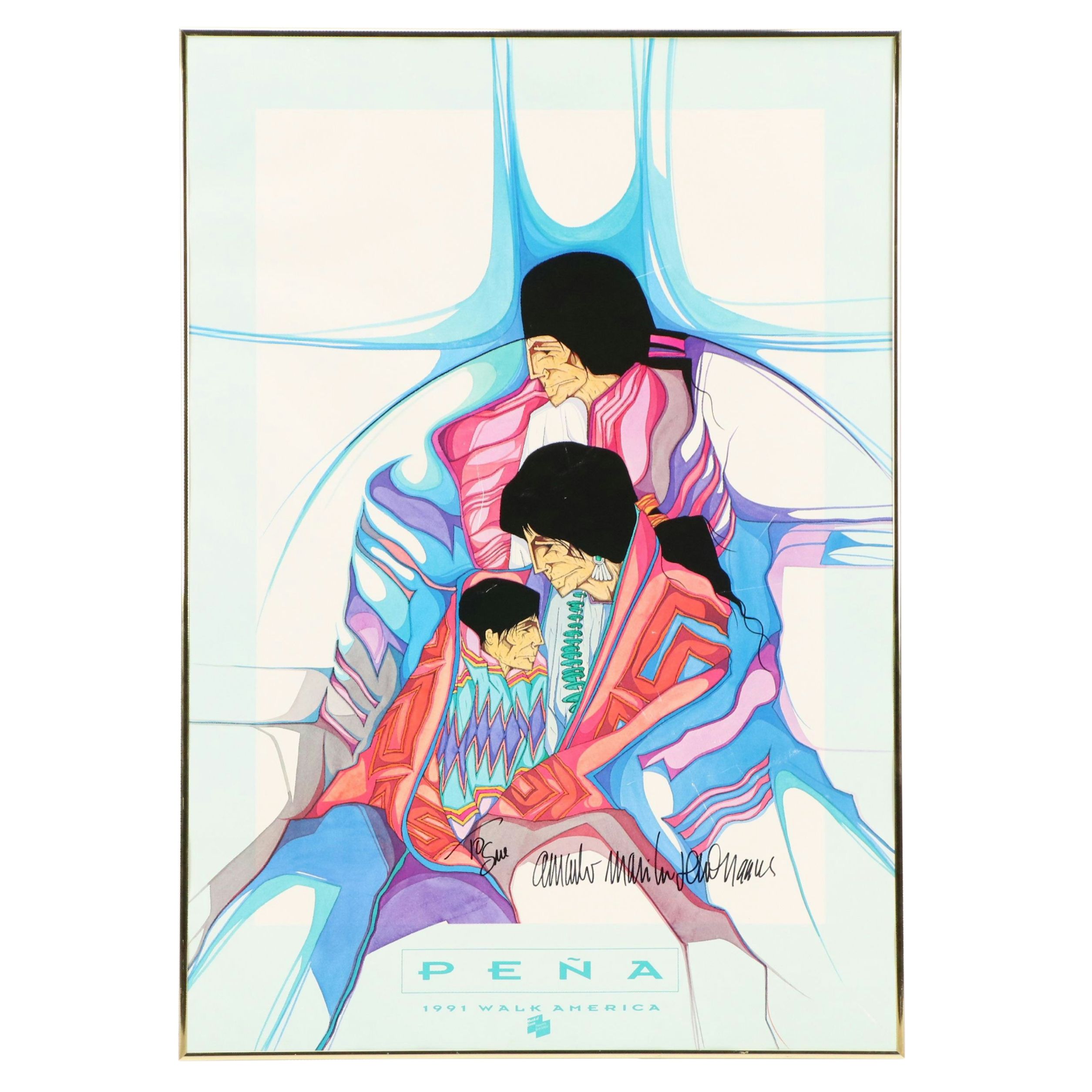 Amado Peña Jr. Offset Lithograph "Familia de Hoy," 1991