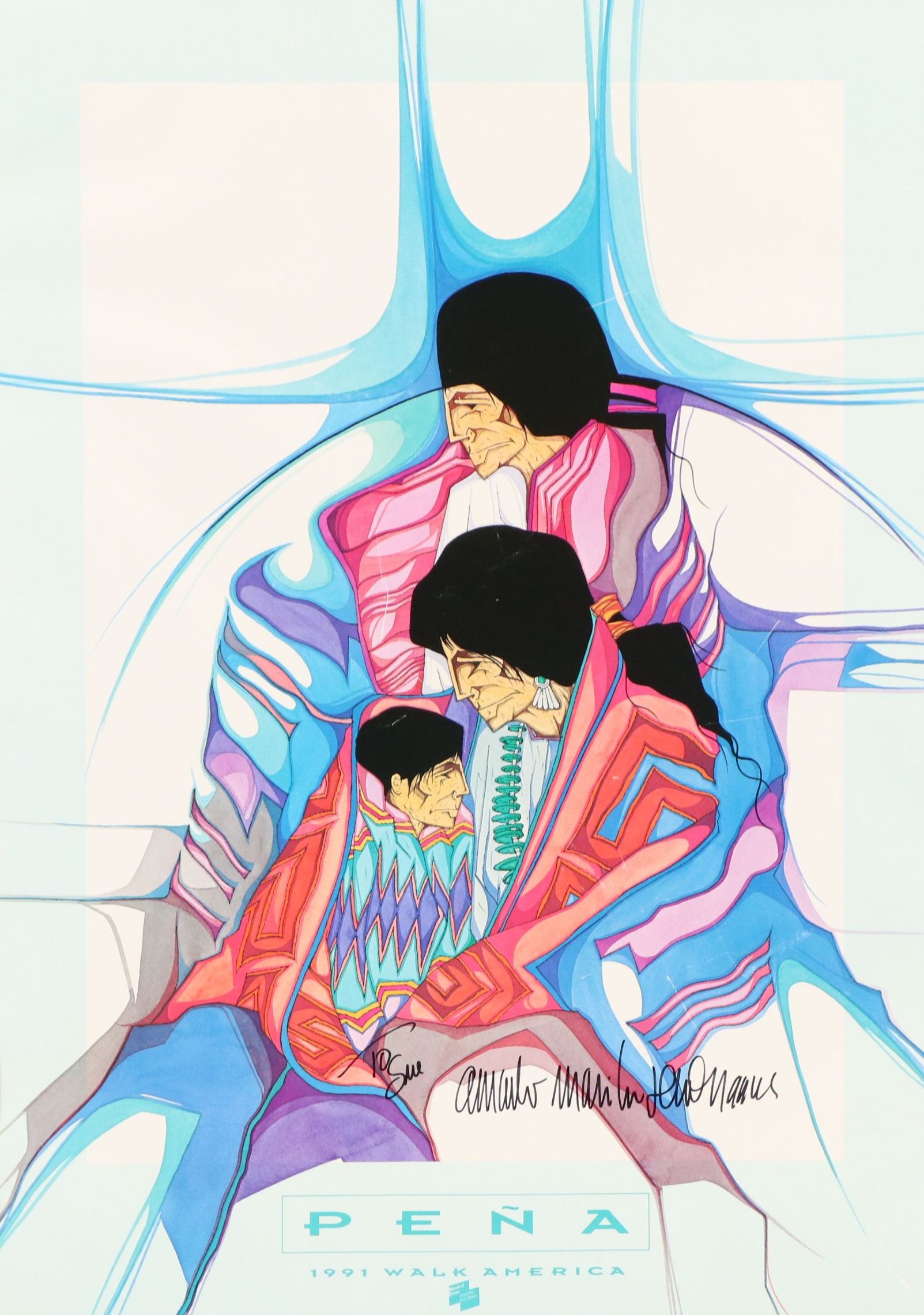 Amado Peña Jr. Offset Lithograph "Familia de Hoy," 1991