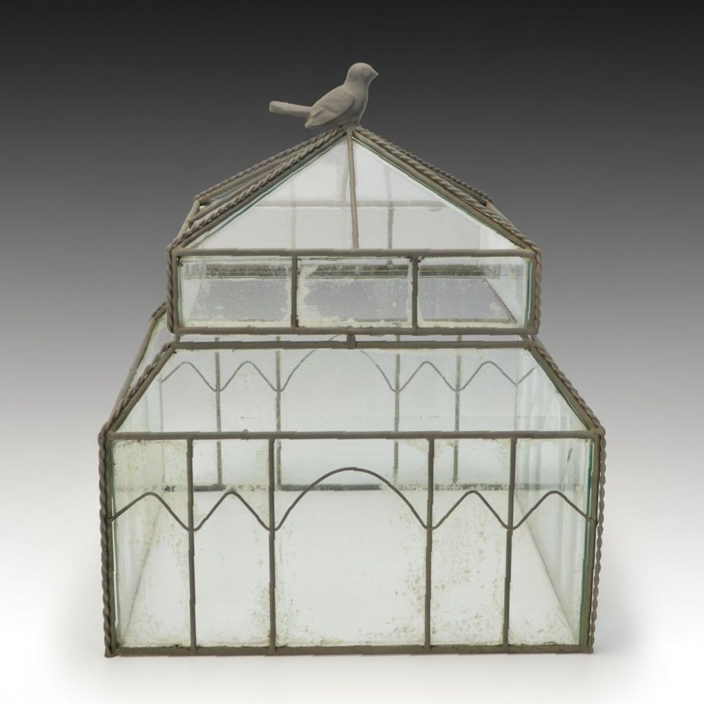 Victorian Style Glass and Metal Pagoda Shaped Terrarium