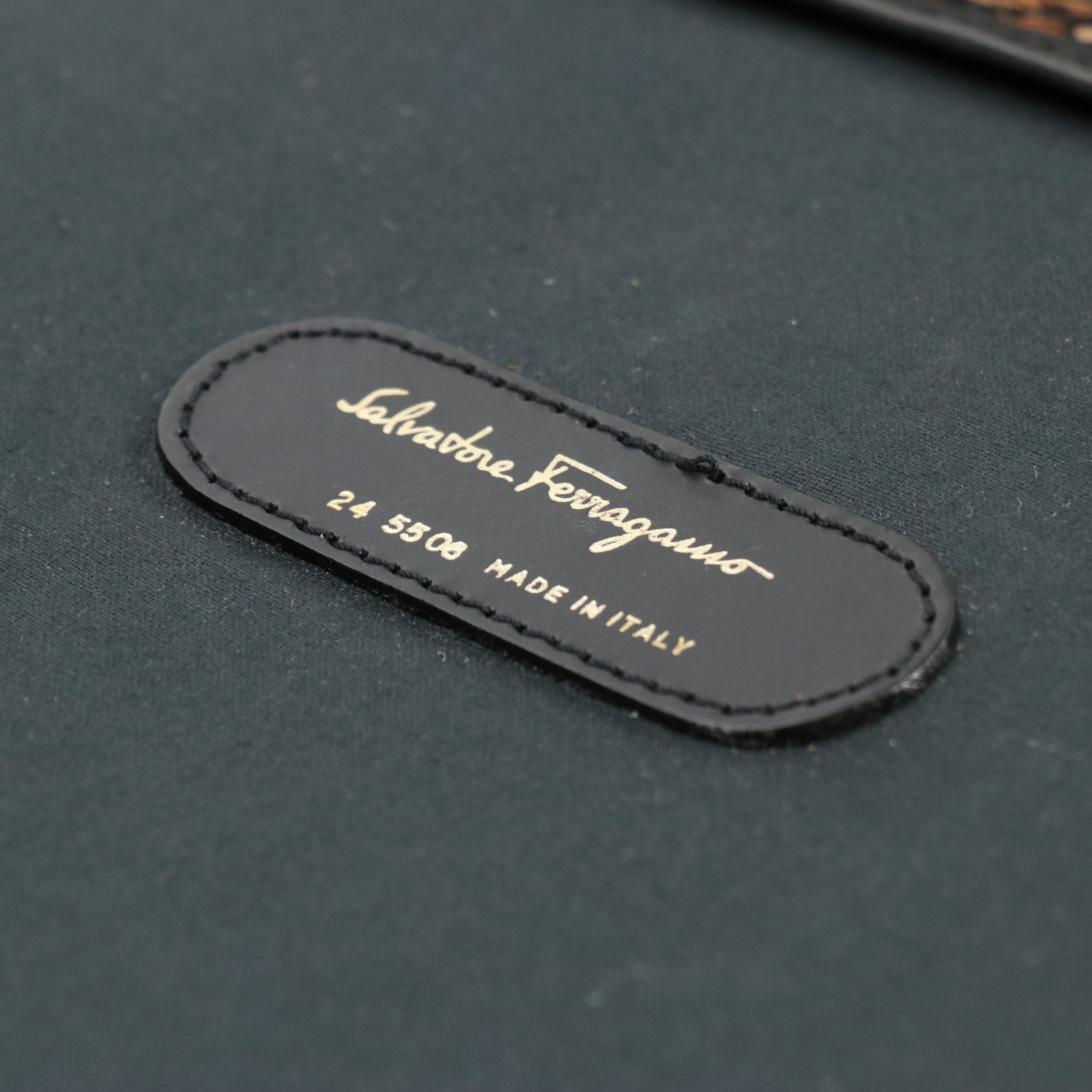 Salvatore Ferragamo Horse Printed Canvas Folding Travel Bag with Leather Trim