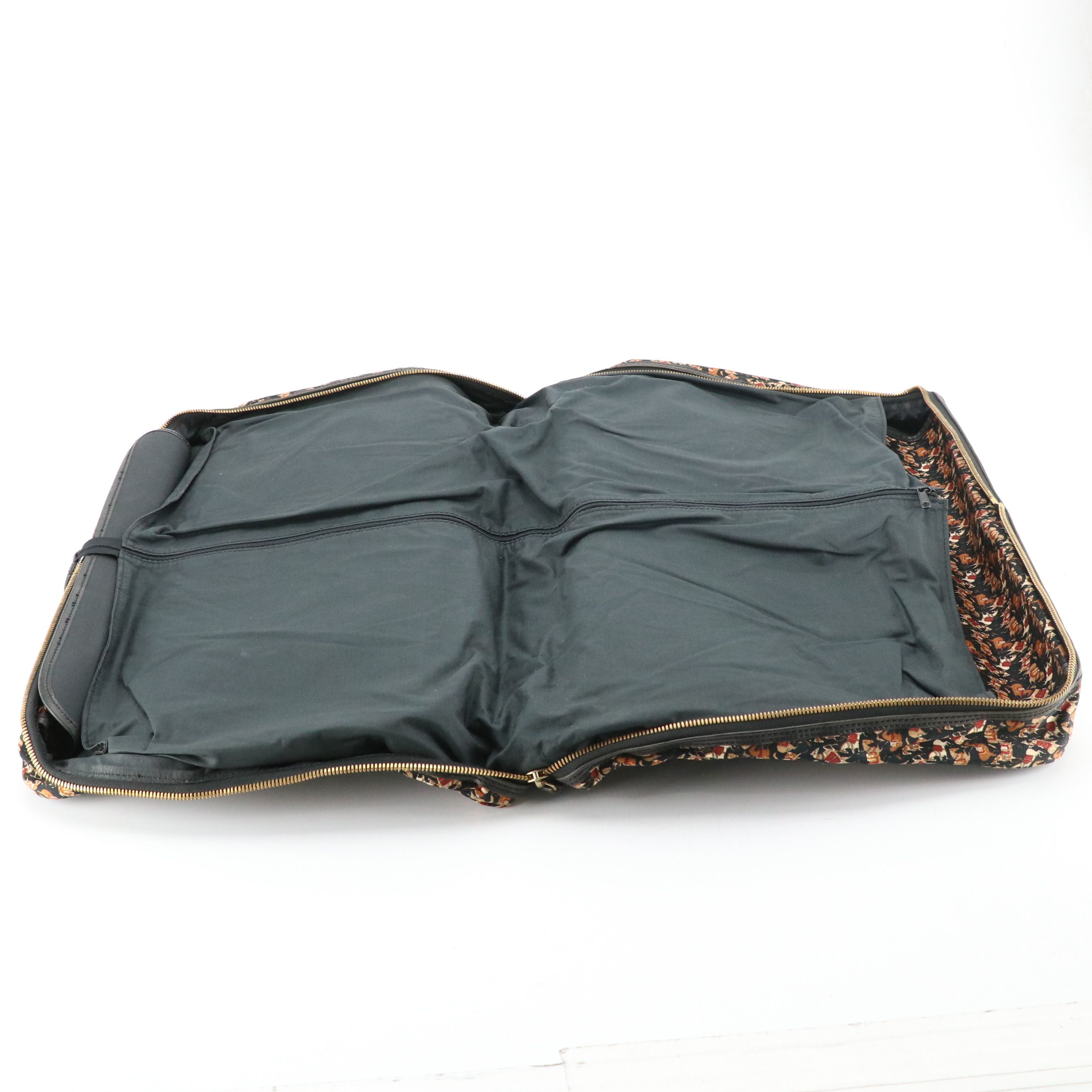 Salvatore Ferragamo Horse Printed Canvas Folding Travel Bag with Leather Trim