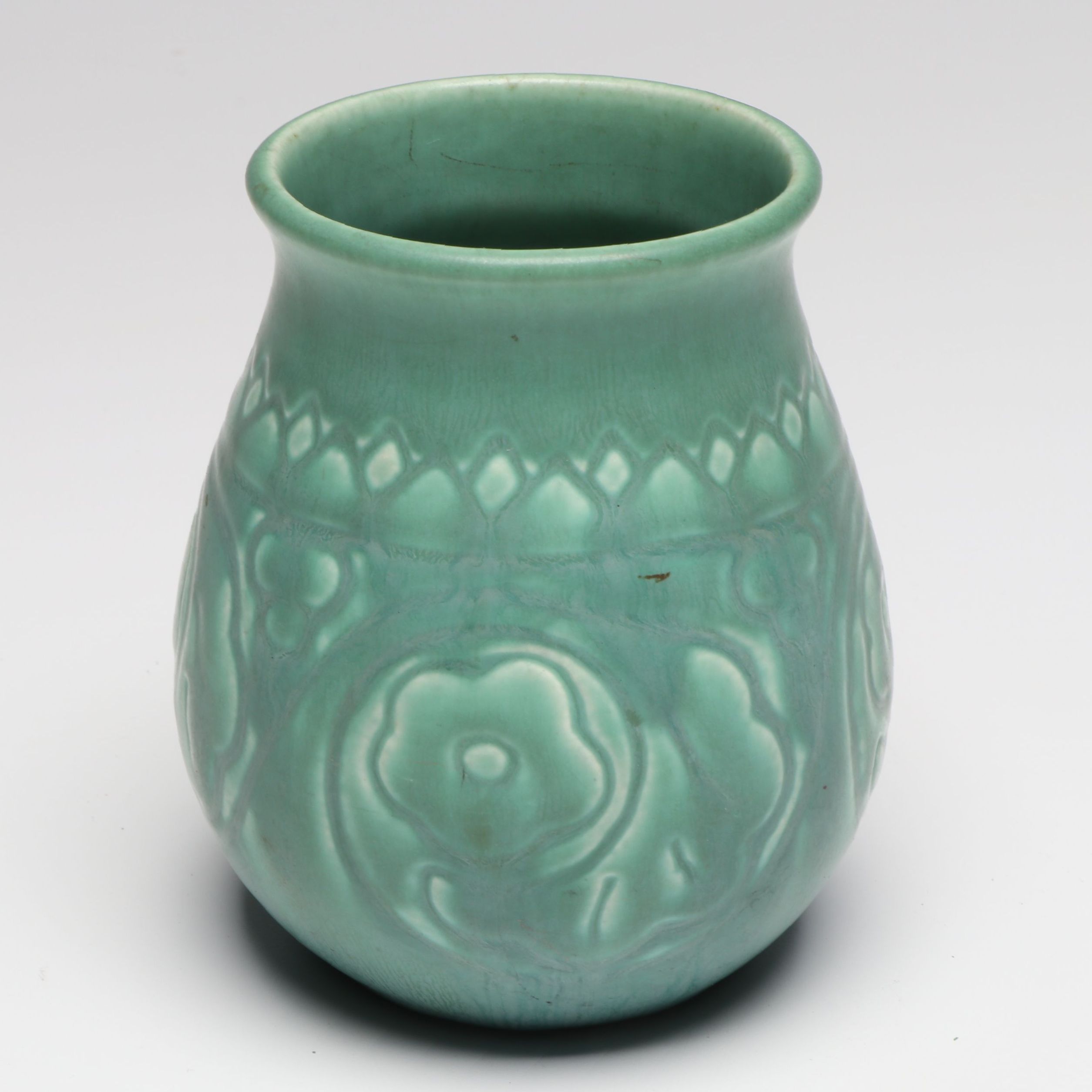 Rookwood Pottery Green Floral Ceramic Vase, 1929