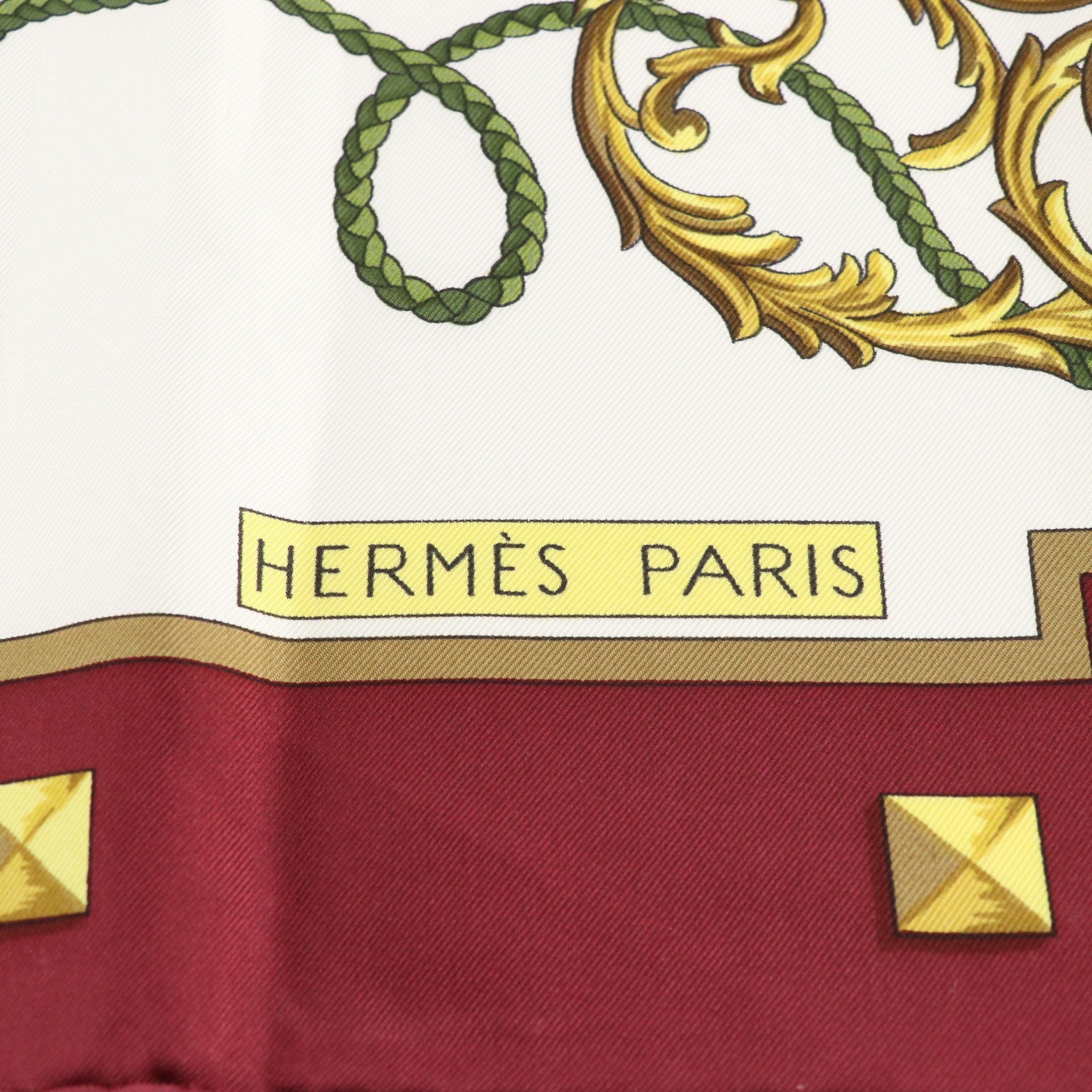 Hermès "Les Cles" Silk Twill Scarf 90