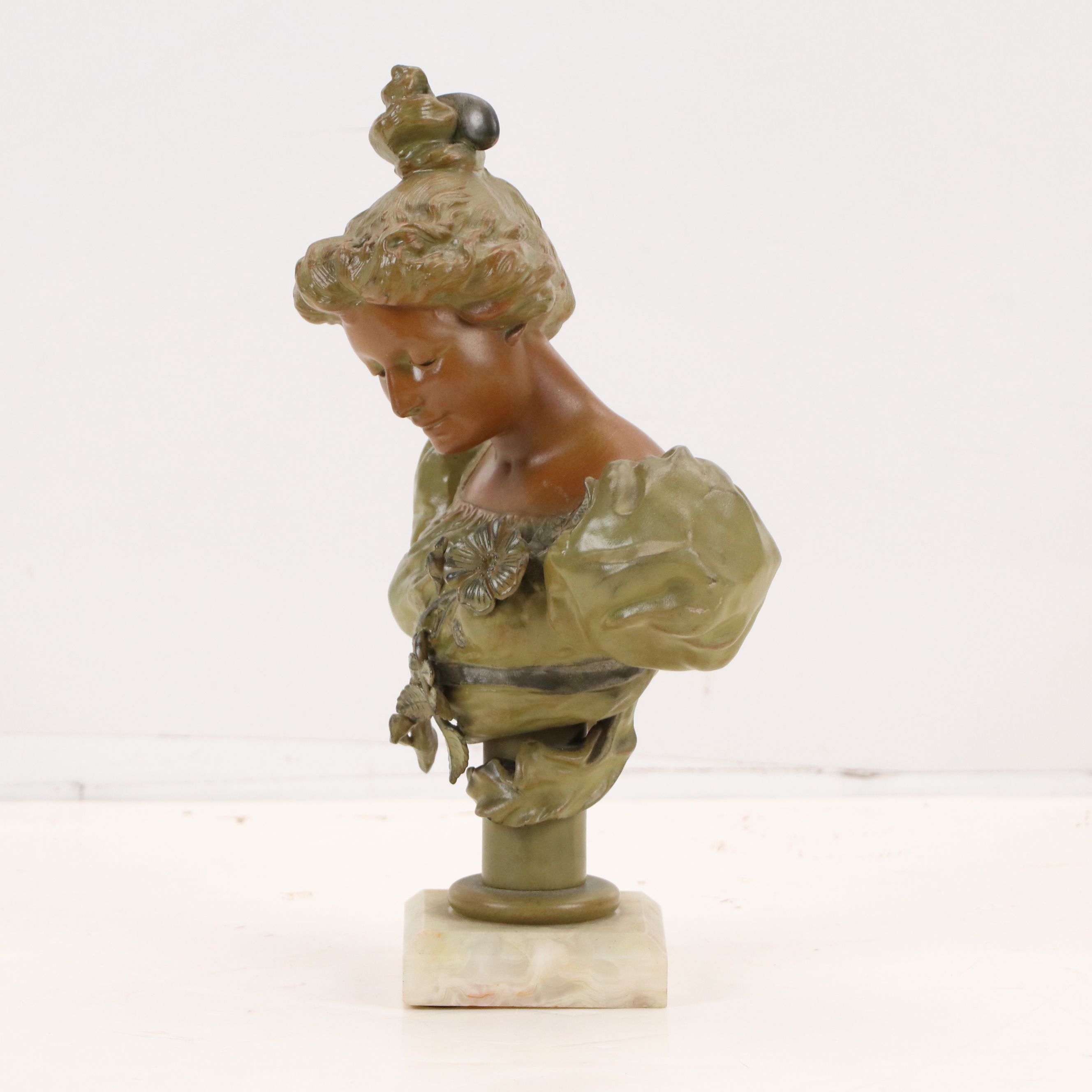 Cold-Painted Cast Bronze Bust "Eglantine" After Hans Stoltenberg-Lerche