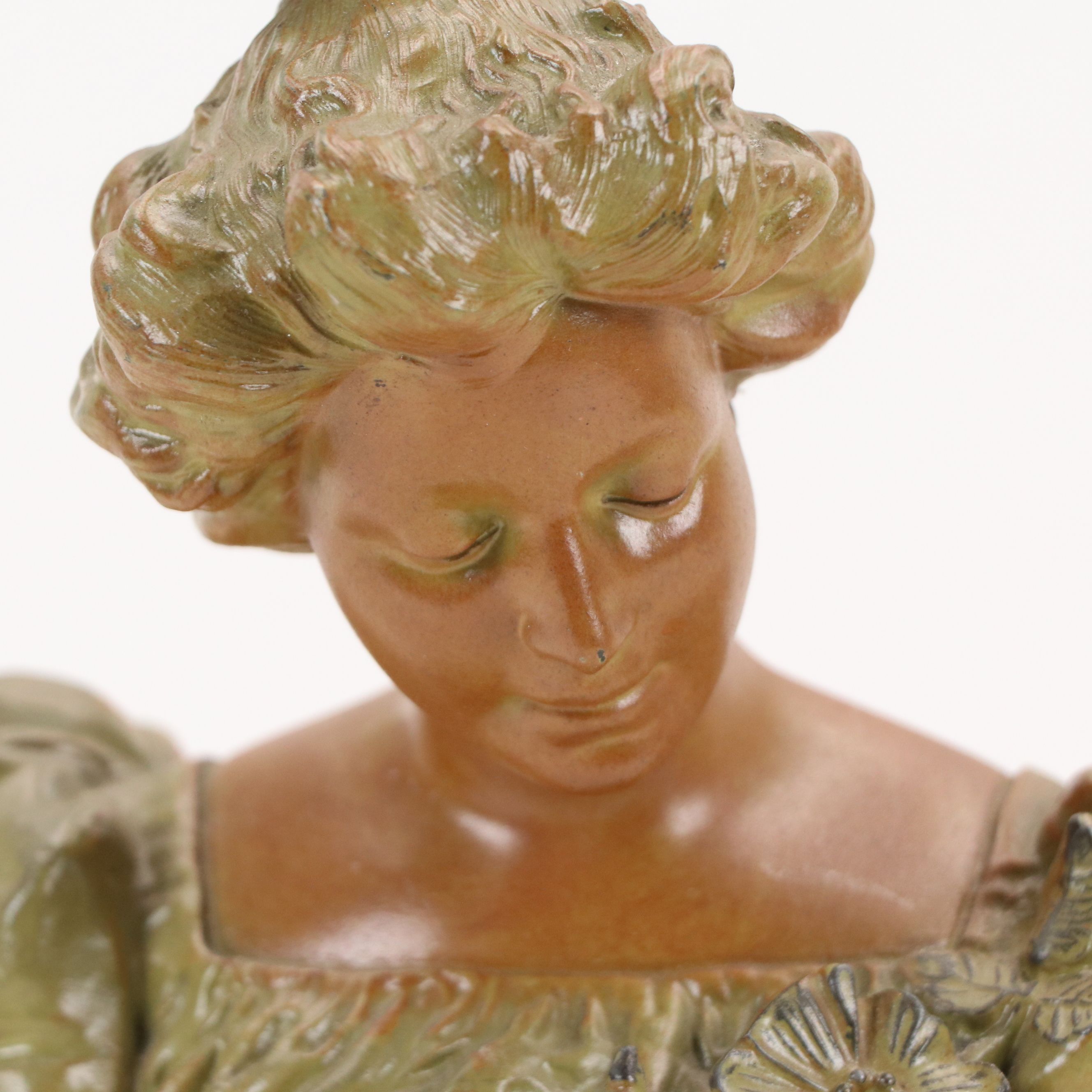 Cold-Painted Cast Bronze Bust "Eglantine" After Hans Stoltenberg-Lerche