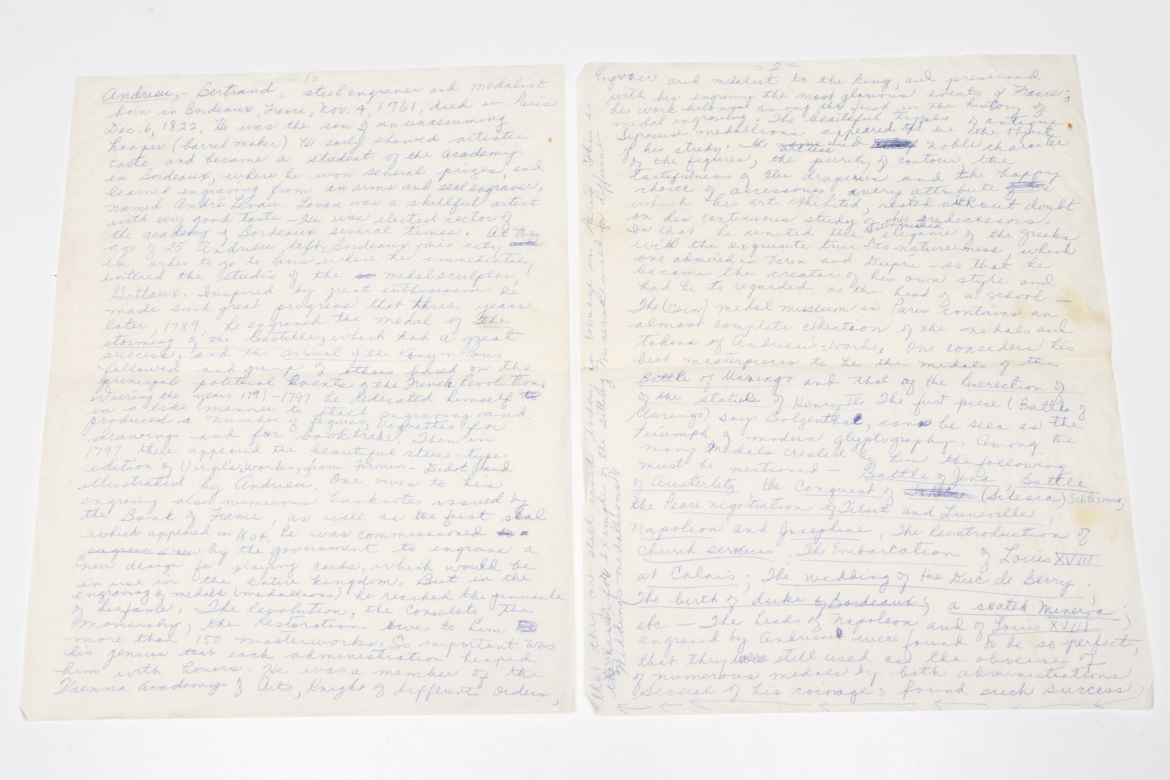 Bertrand Andrieu Set of Ten Uniface Cliché Napoleonic Medals, Circa 1810