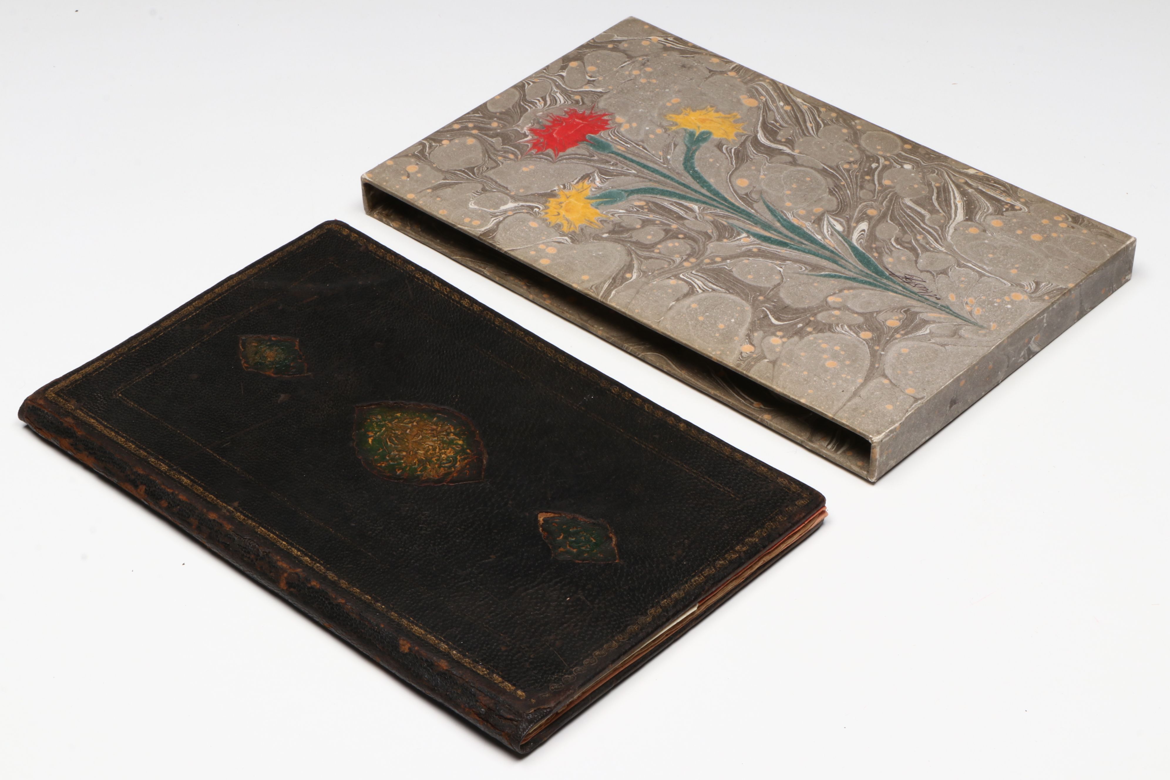 Ottoman Qur'an & Waqf-nama in Mustafa Düzgünman Ebru Slipcases, 18-19th Century