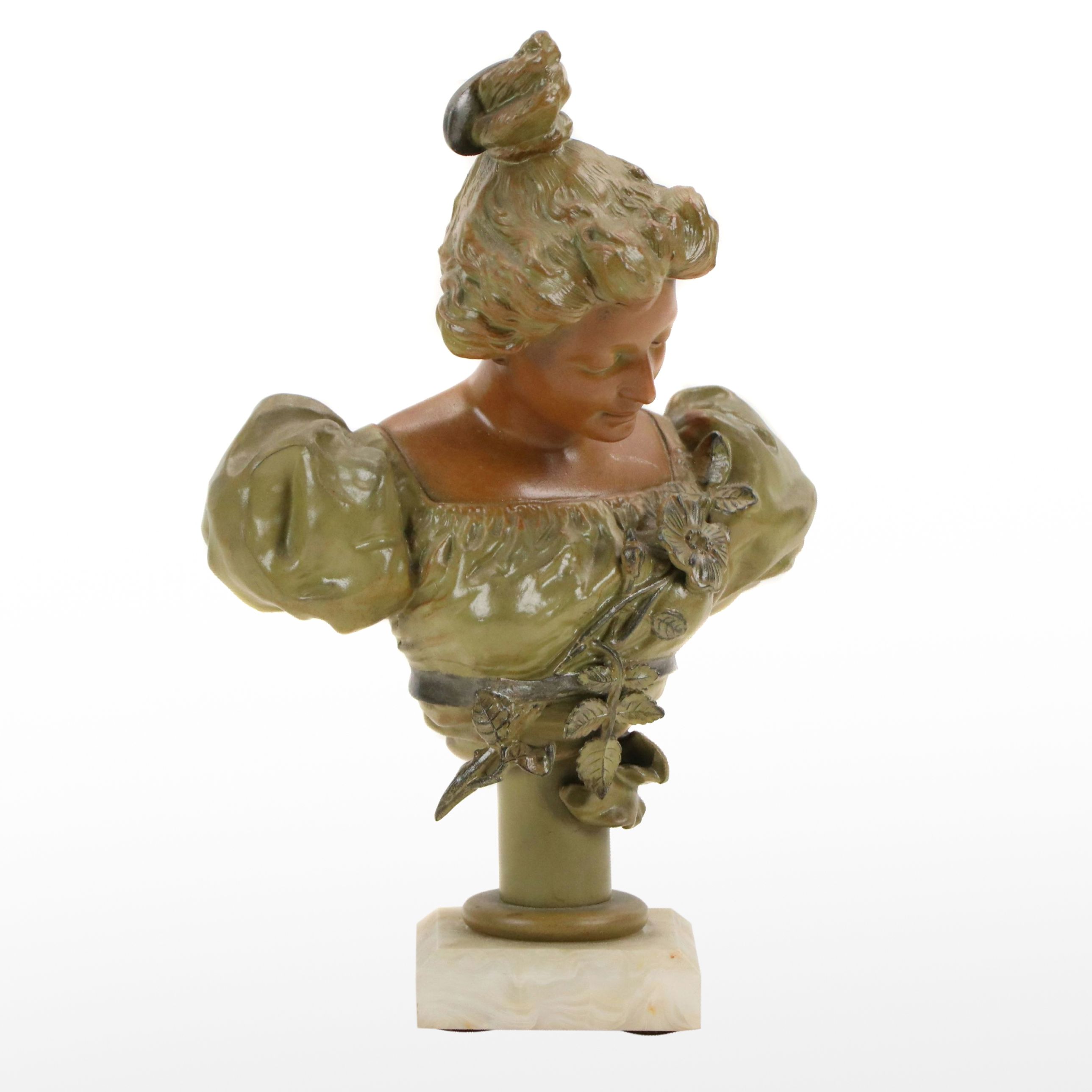 Cold-Painted Cast Bronze Bust "Eglantine" After Hans Stoltenberg-Lerche