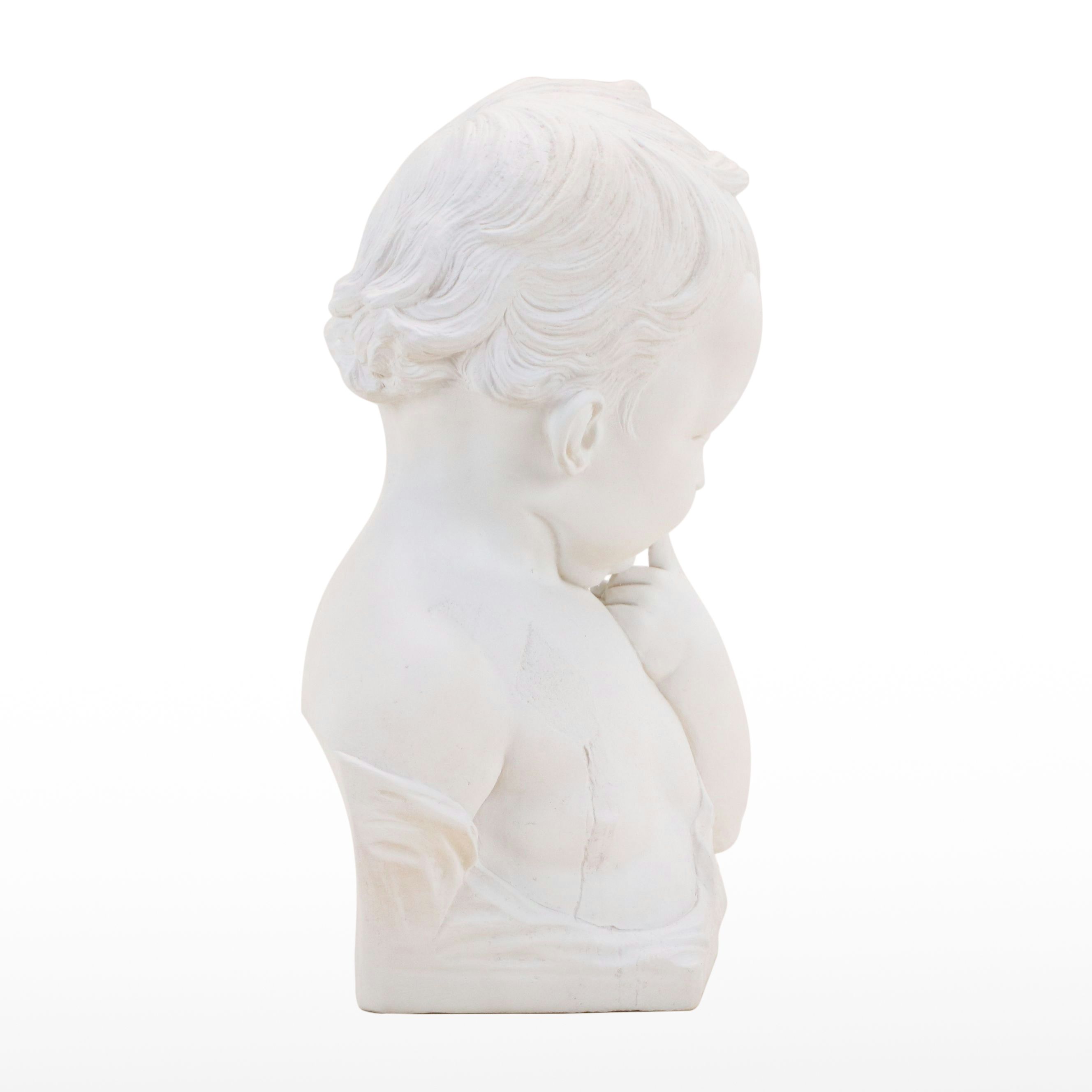 Painted Marble Bust of Baby Biting Finger