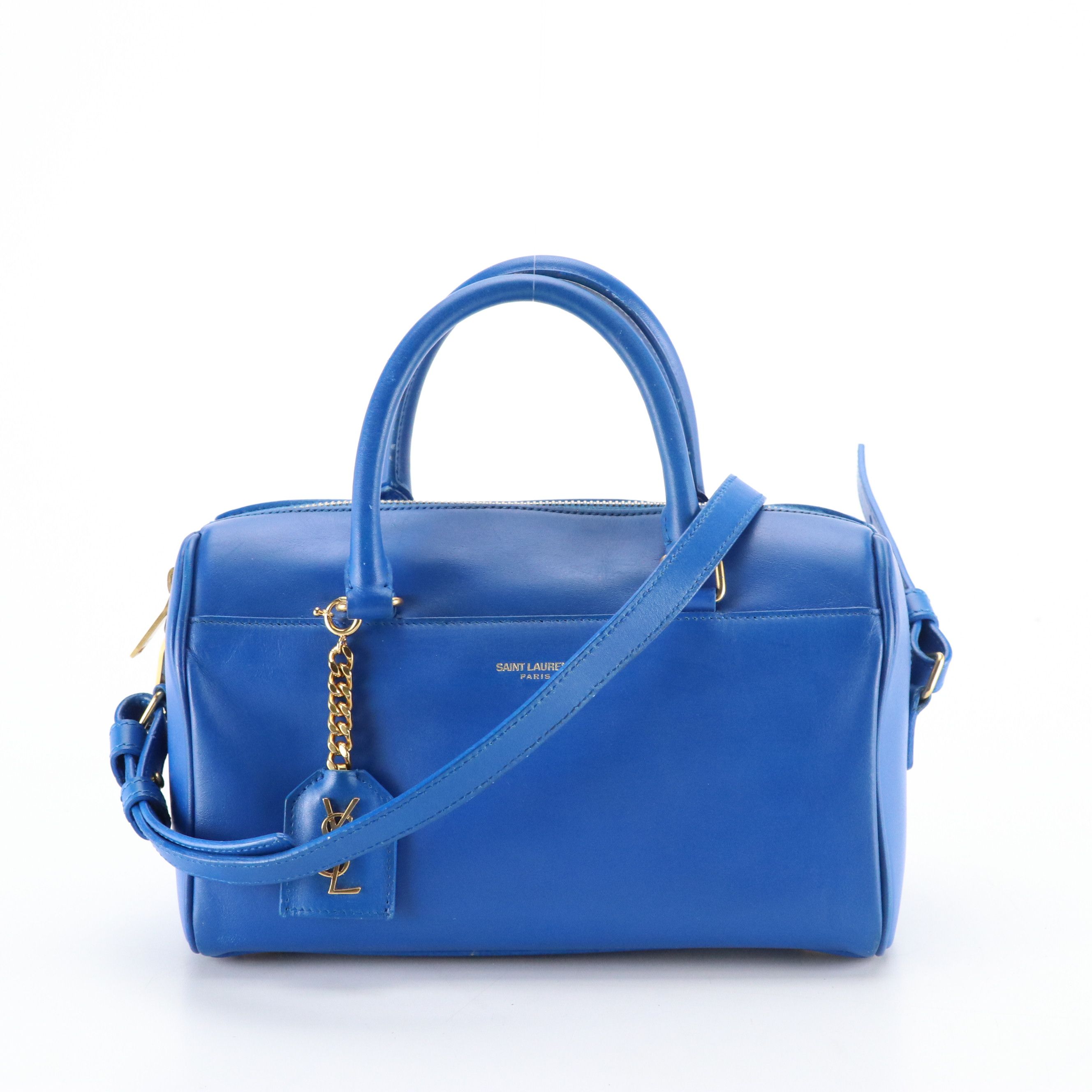 Saint Laurent Two-Way Baby Duffel Bag in Cobalt Blue Calfskin Leather