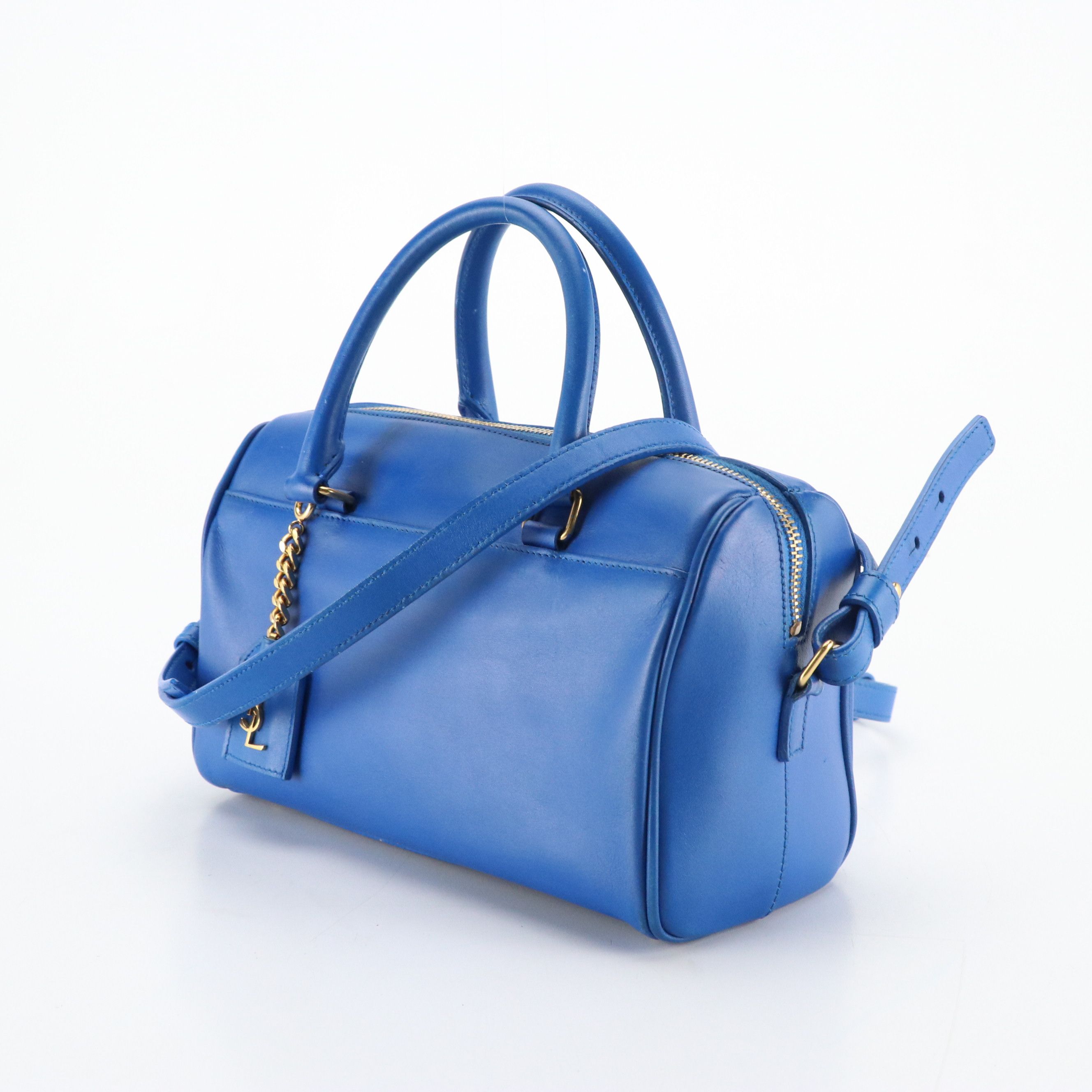 Saint Laurent Two-Way Baby Duffel Bag in Cobalt Blue Calfskin Leather