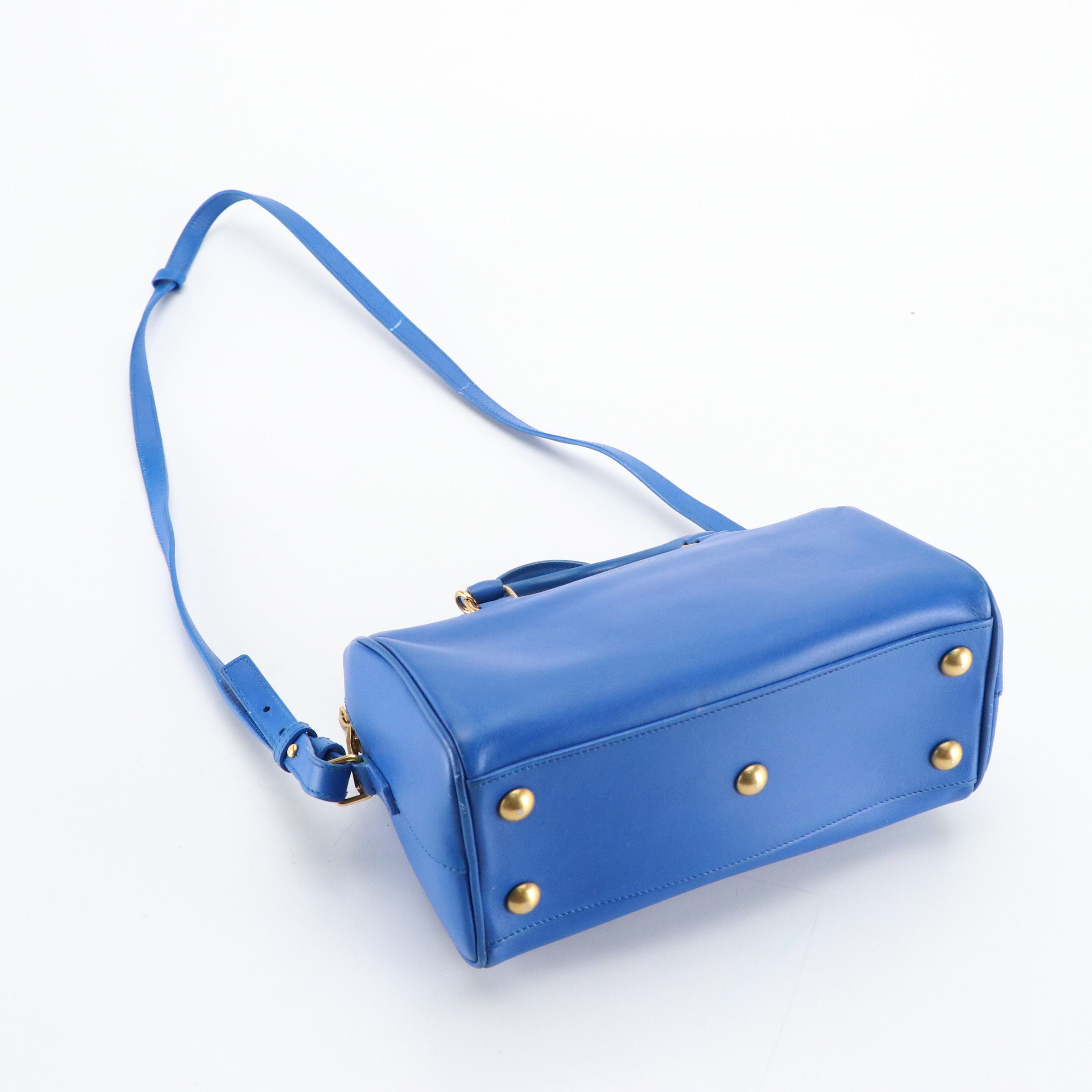 Saint Laurent Two-Way Baby Duffel Bag in Cobalt Blue Calfskin Leather