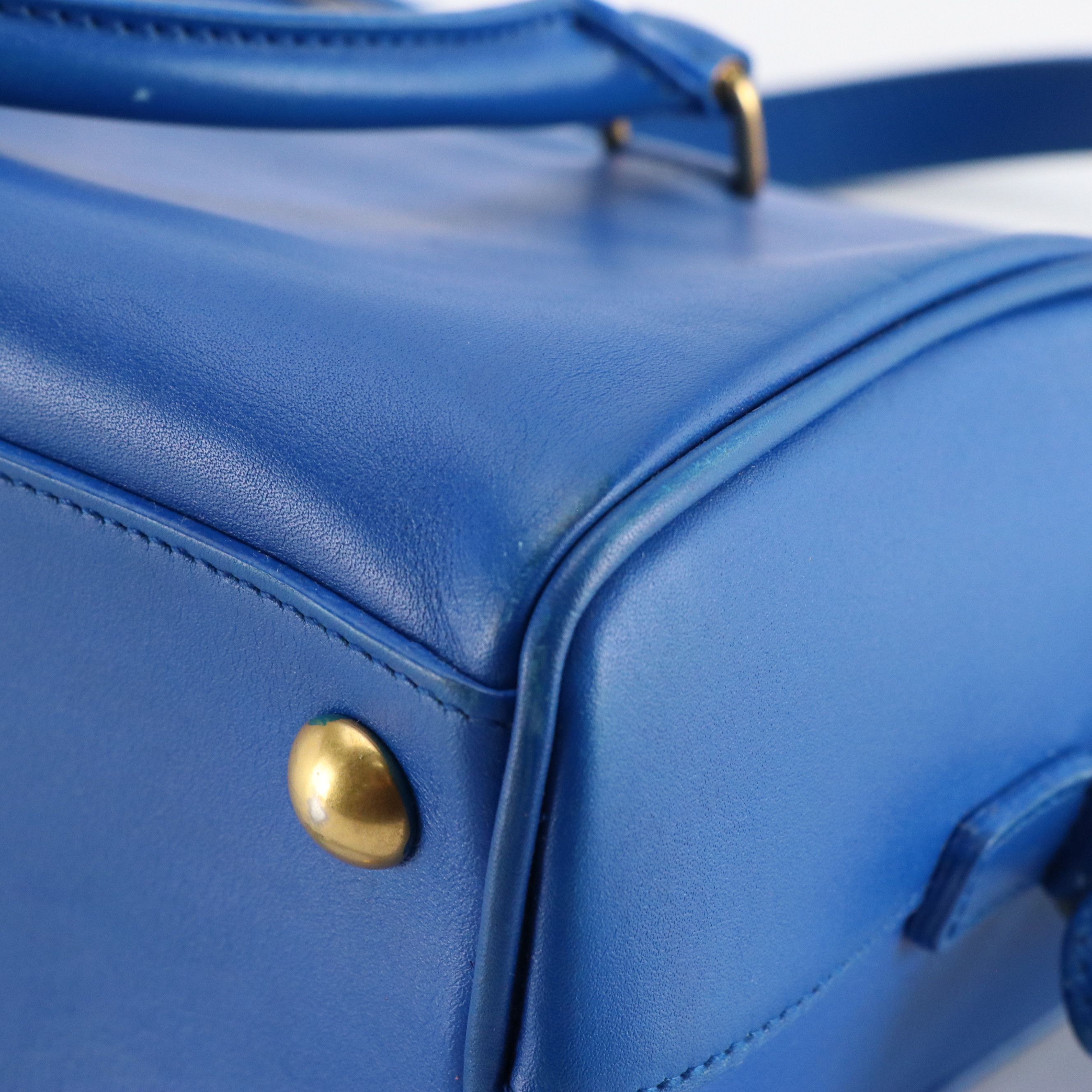 Saint Laurent Two-Way Baby Duffel Bag in Cobalt Blue Calfskin Leather