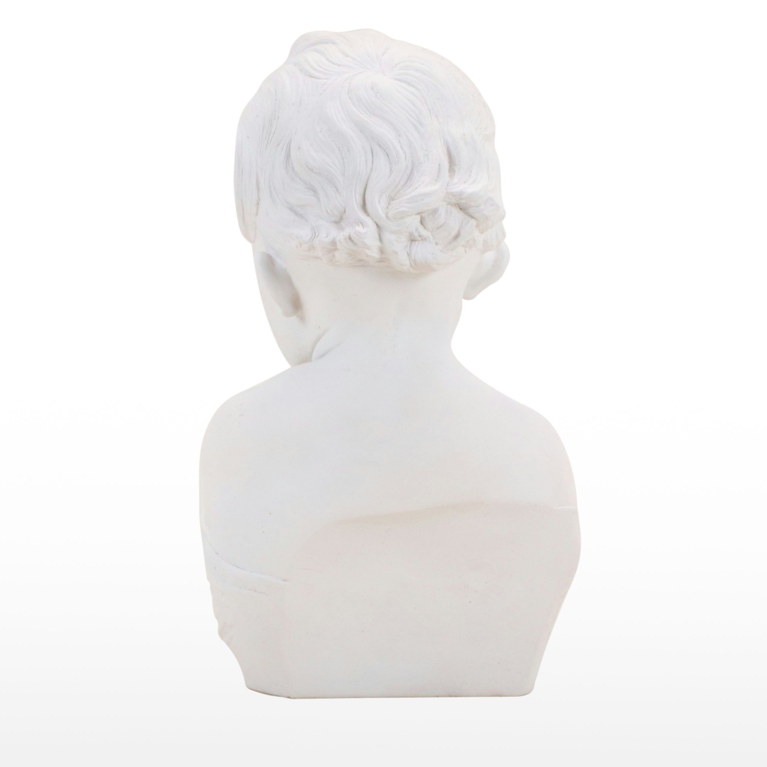 Painted Marble Bust of Baby Biting Finger