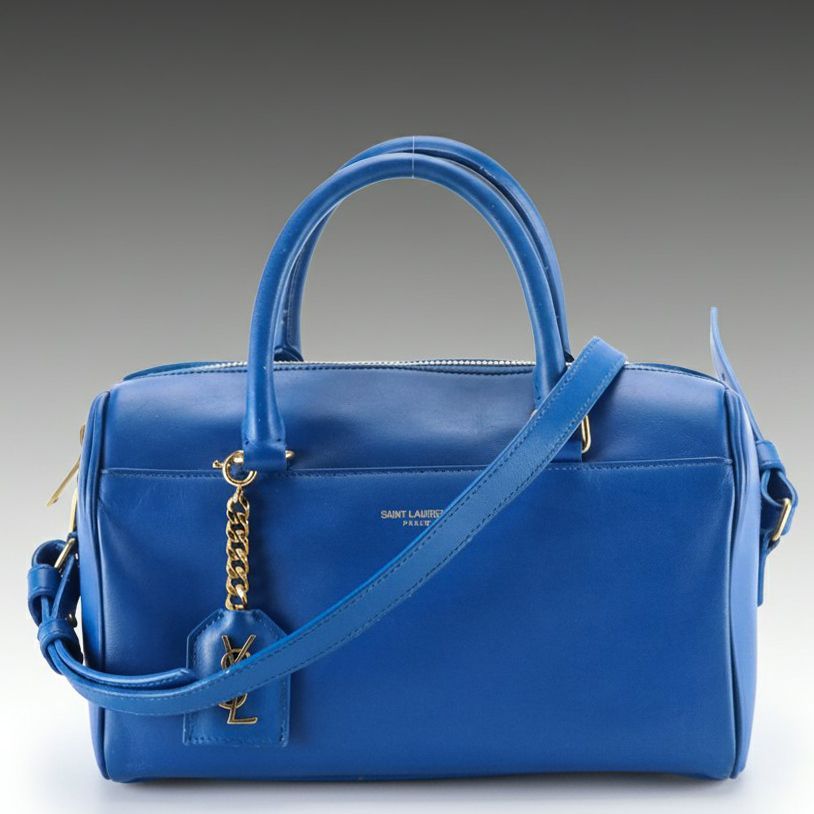 Saint Laurent Two-Way Baby Duffel Bag in Cobalt Blue Calfskin Leather