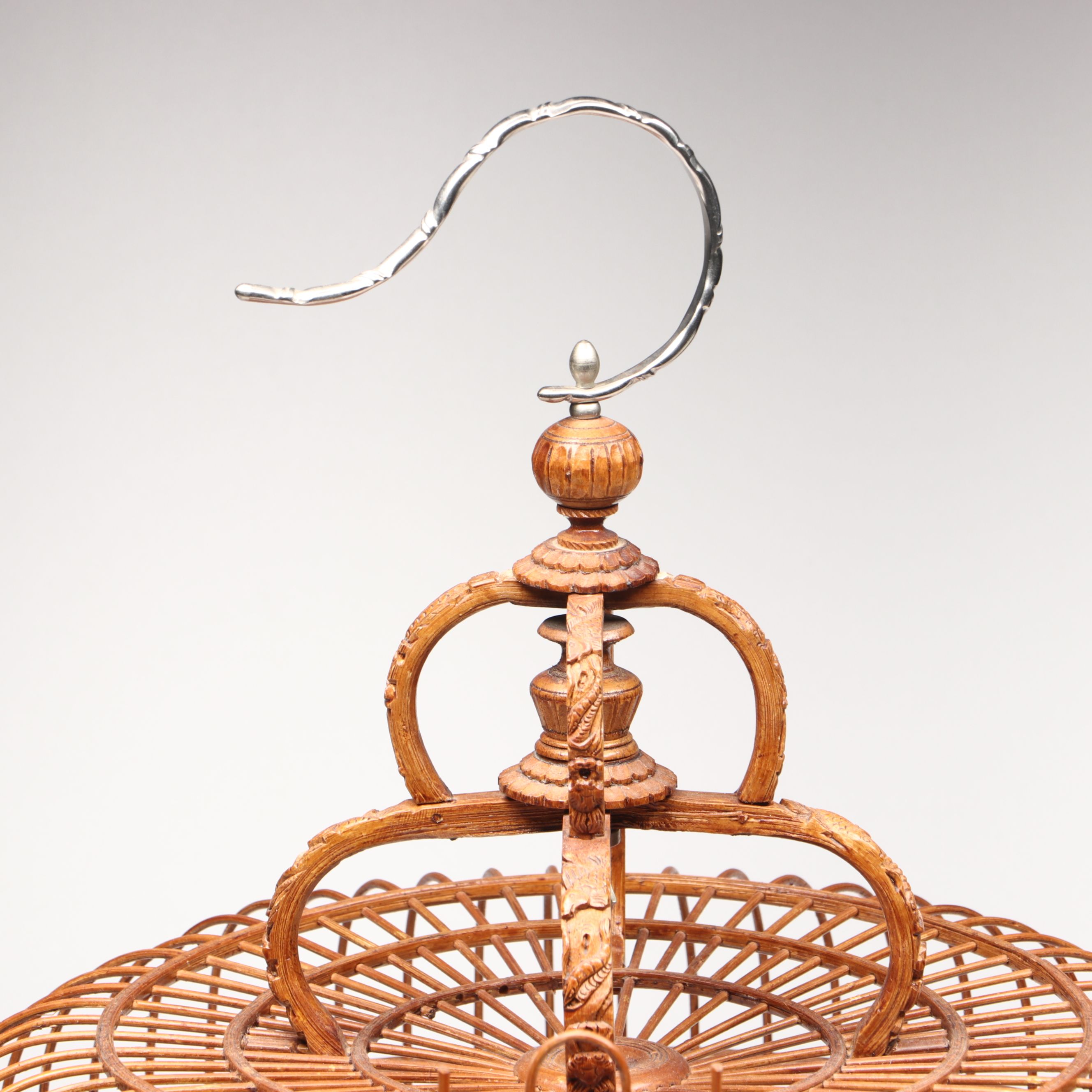 Chinese Handcrafted Wood and Bamboo Bird Cage