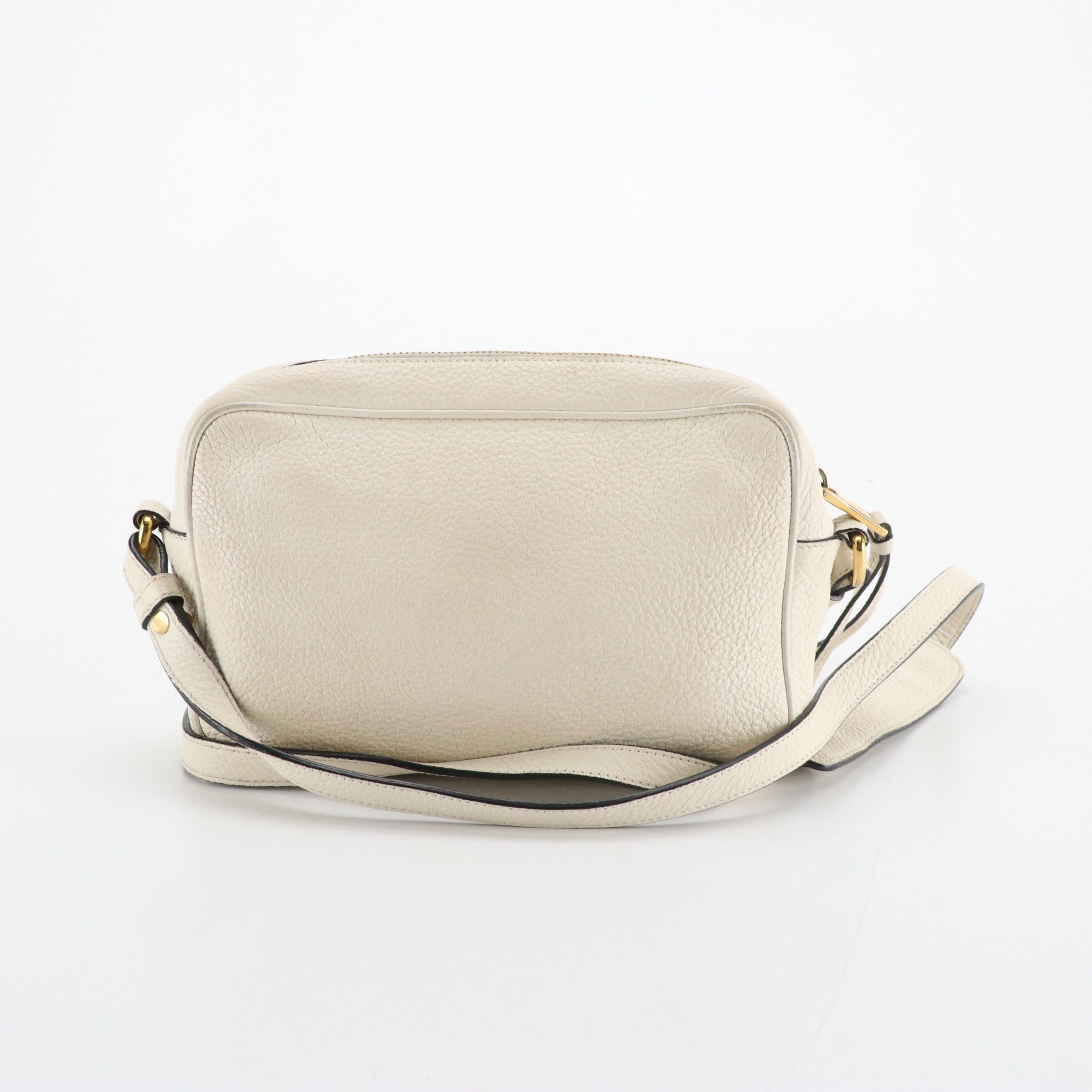 Prada Zip-Around Crossbody Bag in Ivory Grained Calfskin Leather