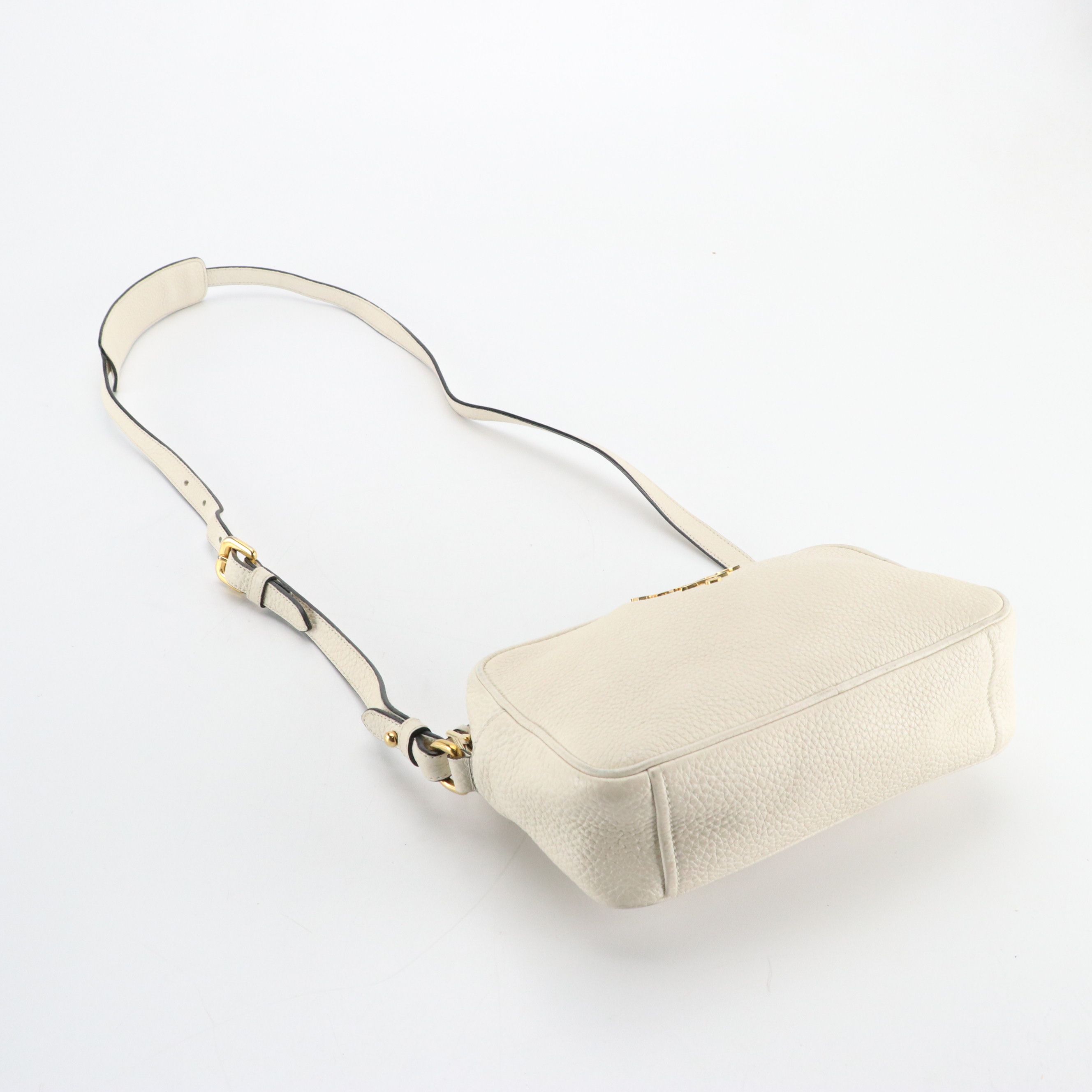 Prada Zip-Around Crossbody Bag in Ivory Grained Calfskin Leather
