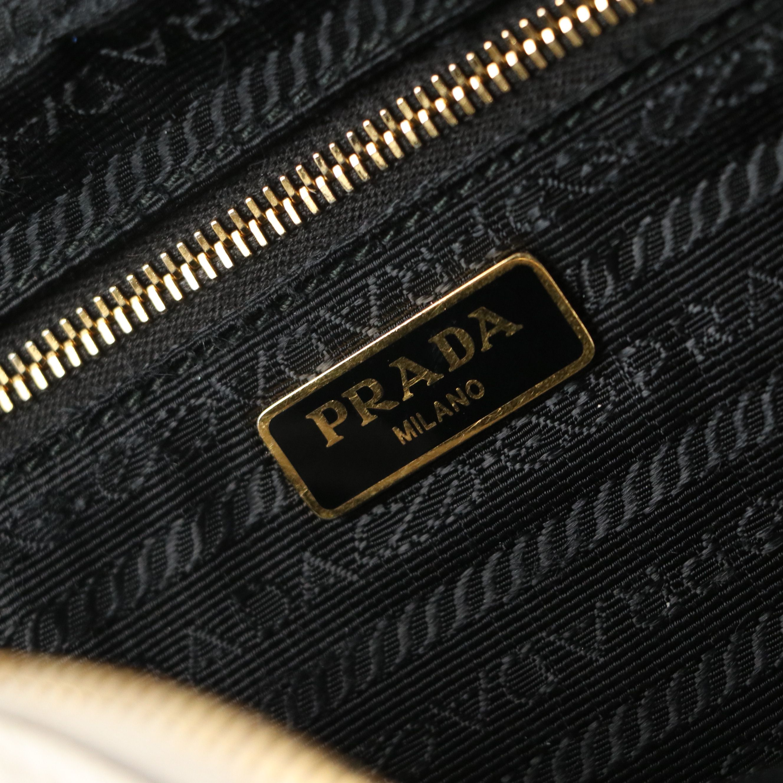 Prada Zip-Around Crossbody Bag in Ivory Grained Calfskin Leather