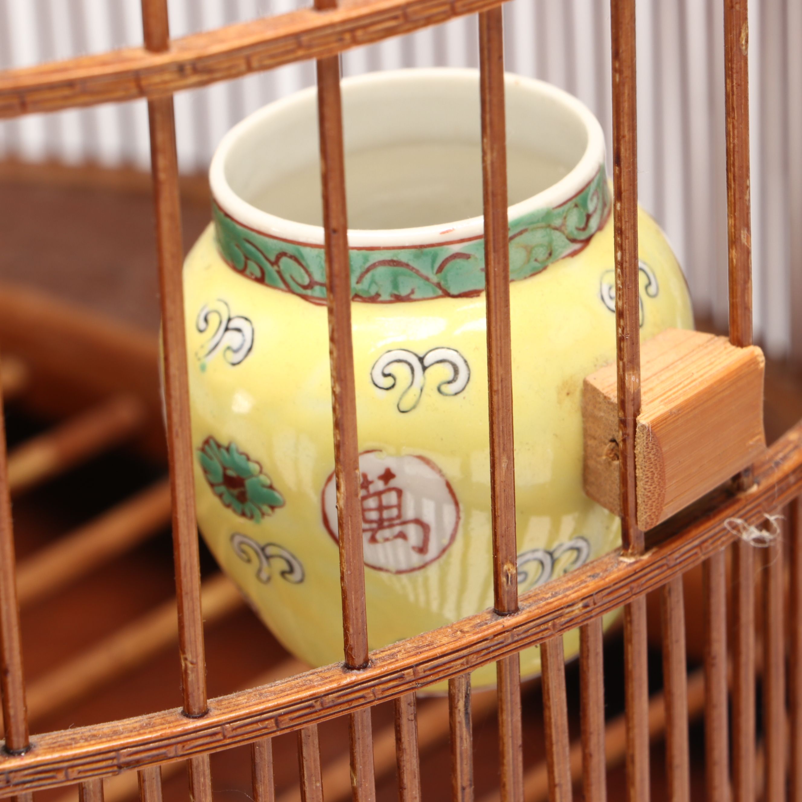 Chinese Handcrafted Wood and Bamboo Bird Cage